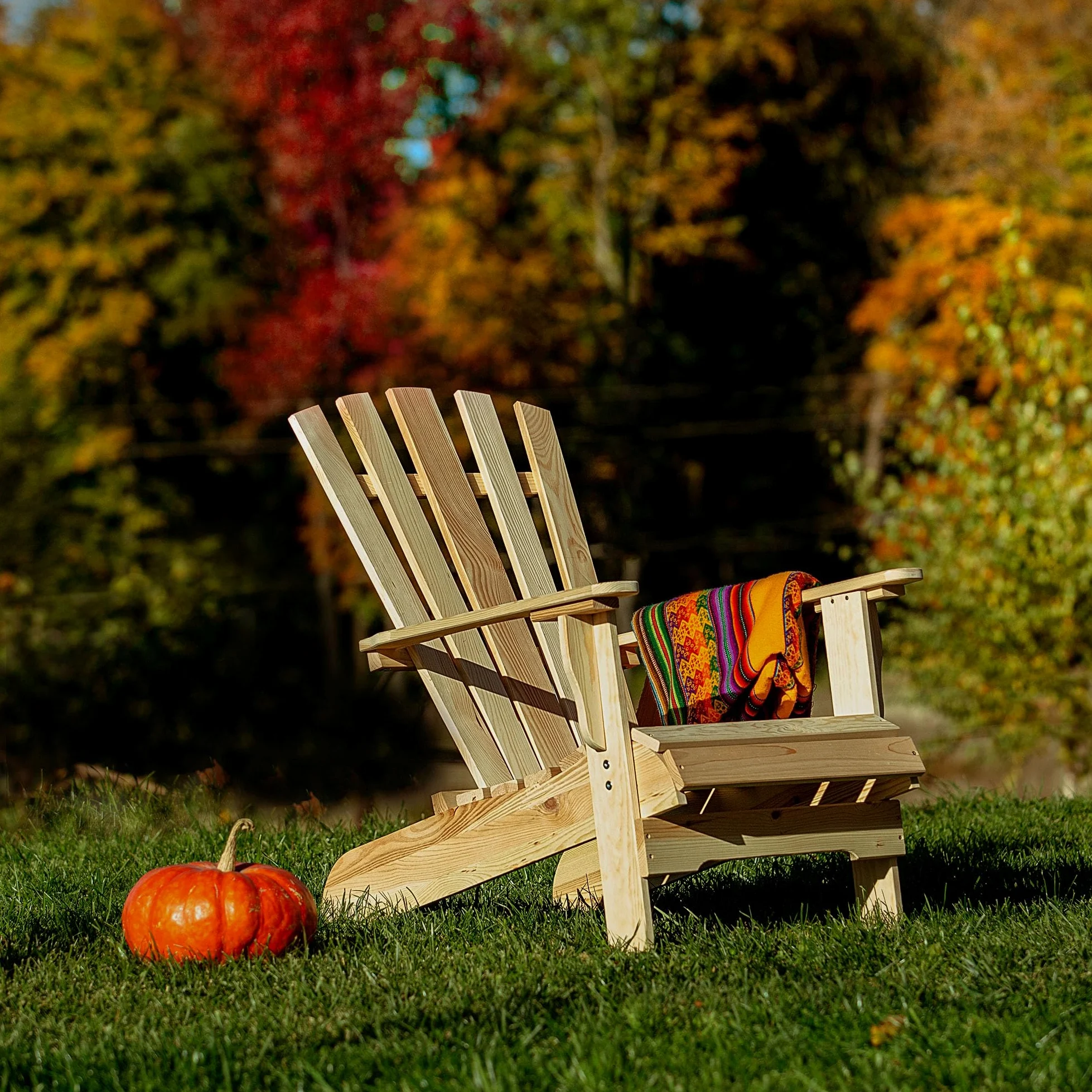 KADAX Silla de Jardín Adirondack de Madera, con Respaldo Alto y Reposabrazos, Silla de Relajación, para Exterior (Madera Natural)