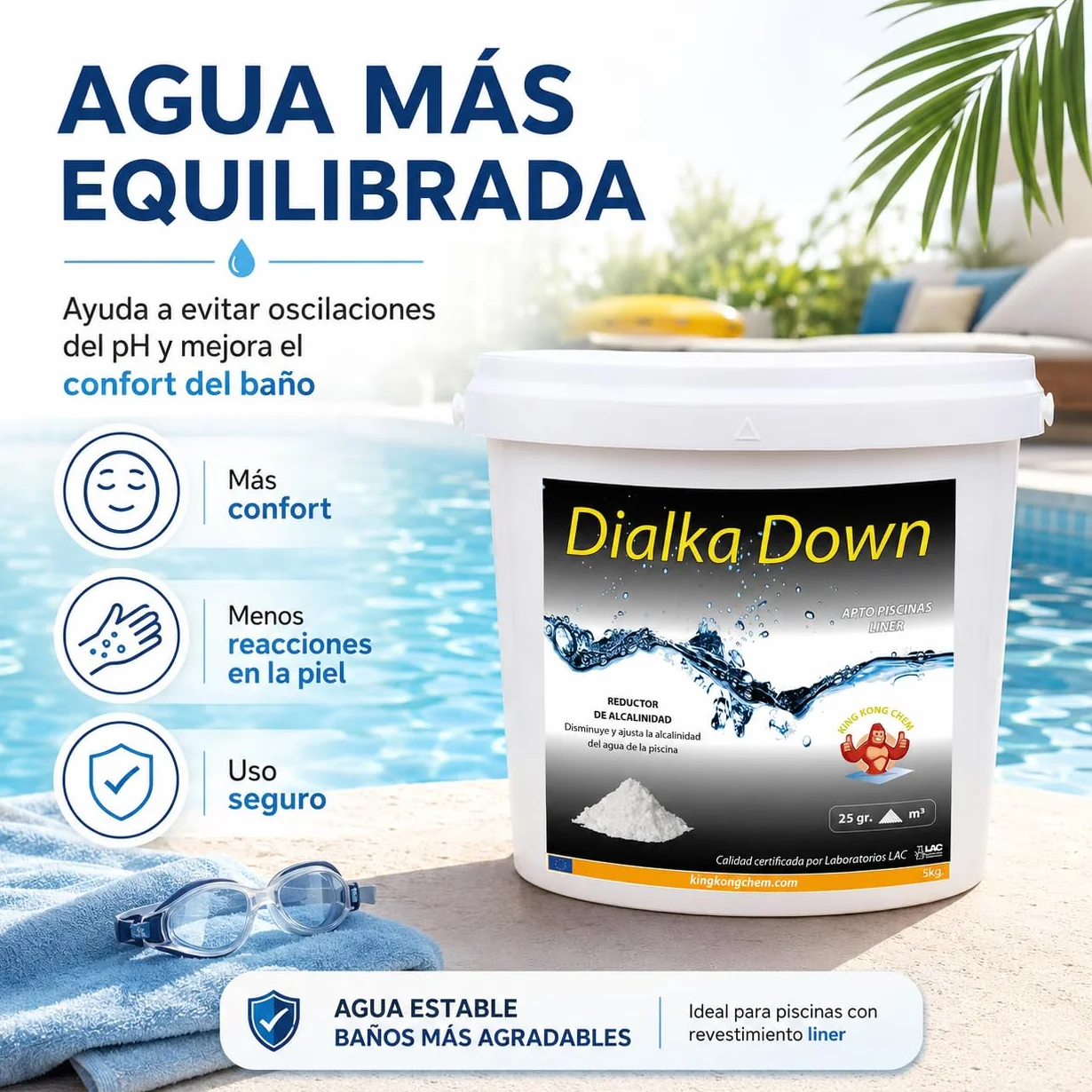 Dialka Down 5KG Reductor de alcalinidad para la Piscina y el SPA (5 kg)