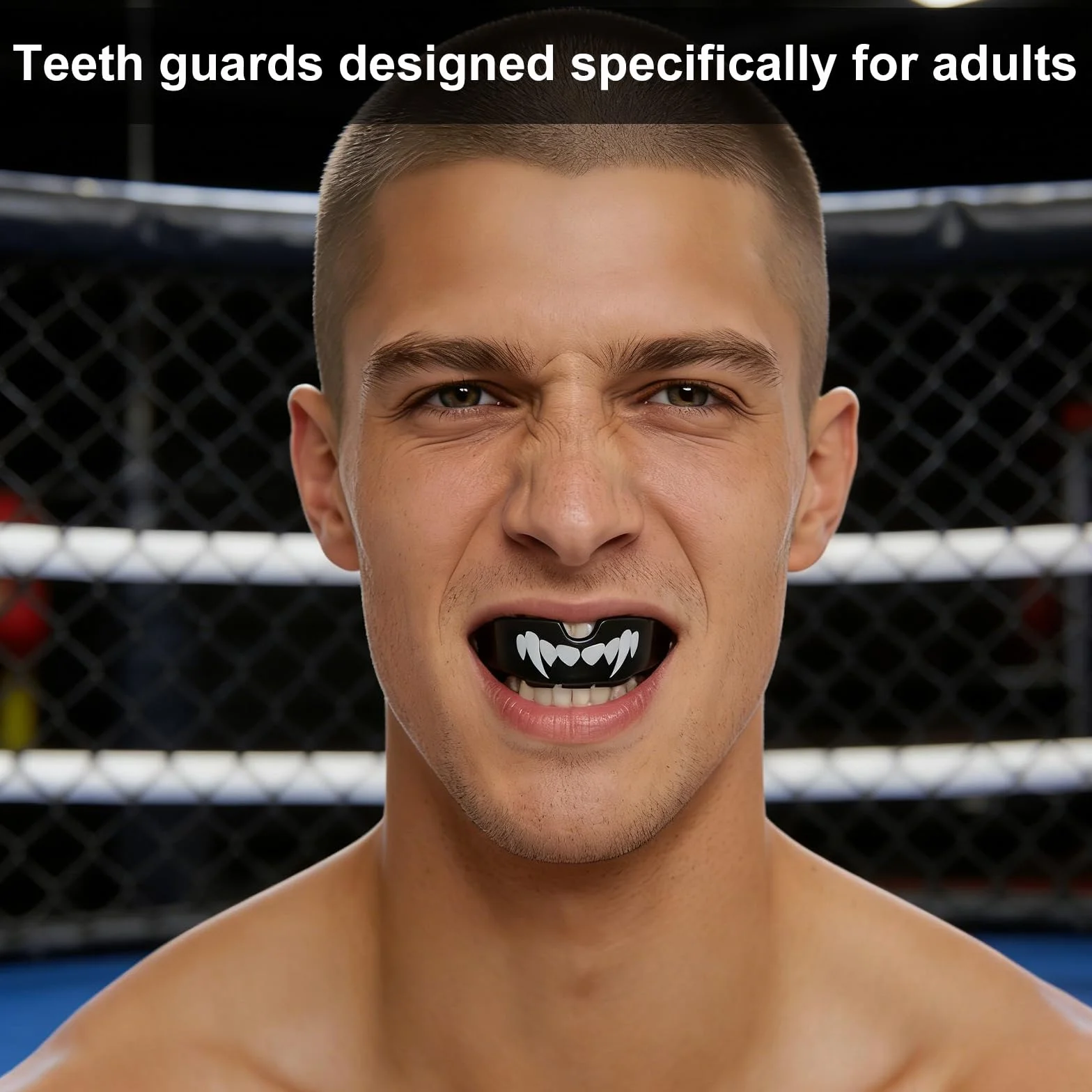 Protectores bucales deportivos para adultos, negro, kickboxing, rugby, boxeo