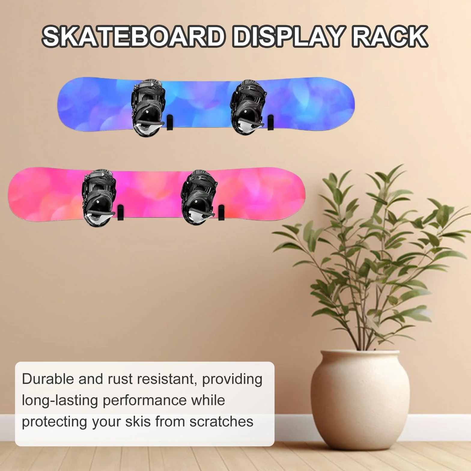 Soporte de pared para snowboard, 4 Piezas, Porta Tablas Surf, Longboard