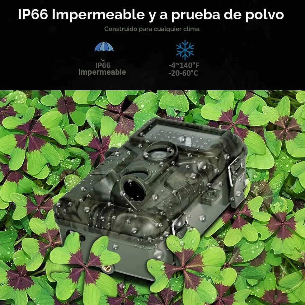 GardePro A3S 64MP 1296P H.264 Camera de Caça Fototrampeo Visión Nocturna 30m 0,1s Activación LED IR 940NM No-Glow IP66