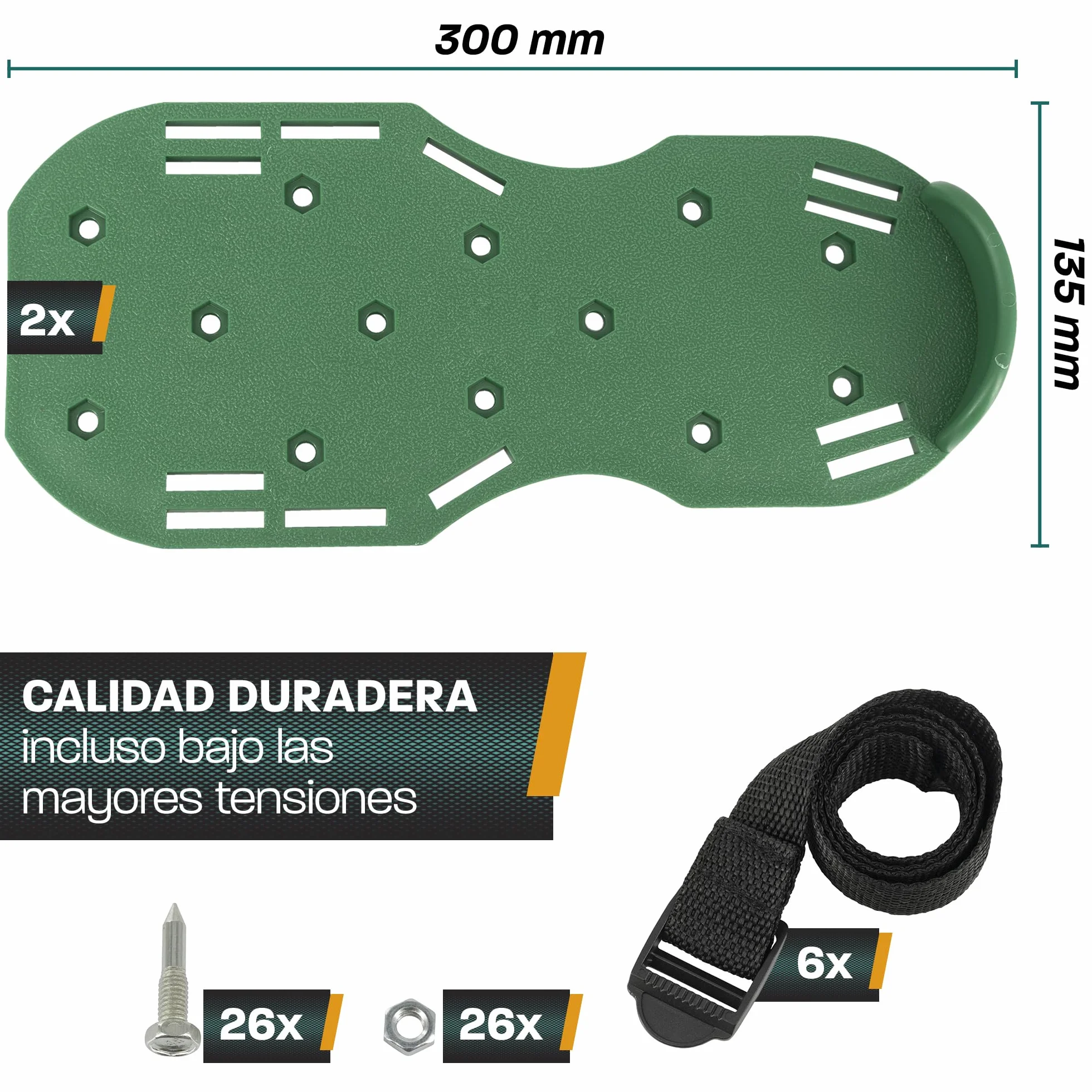 Hinrichs Zapatos Aireador para Cesped - 2 Zapatos de Aireador de Cesped Suela de 30 x 13,3 cm y Púas de 25 mm; Zapatos de Aireador Jardin de Tamaño Ajustable - Aireador Cesped Rodillo