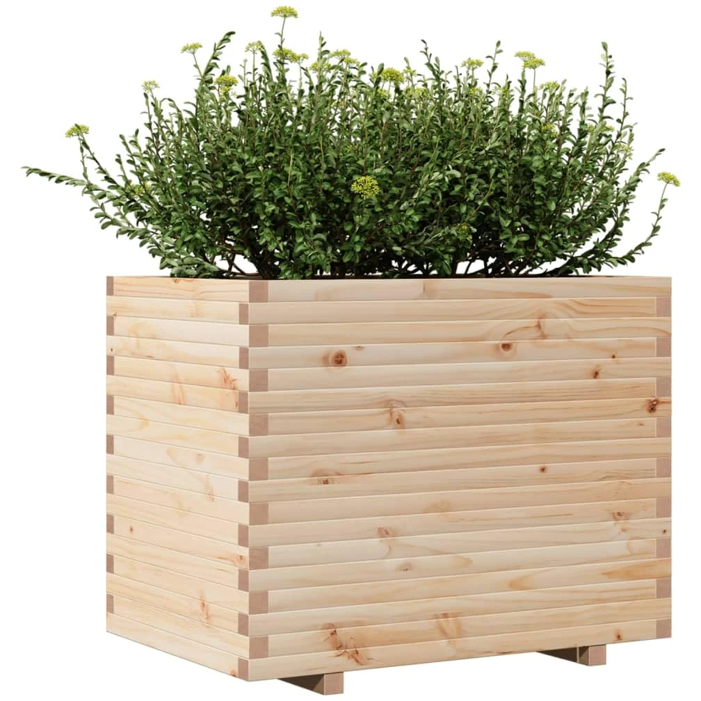 Macetero de madera maciza de pino, 90 x 60 x 72,5 cm, bancal elevado para jardín, balcón y terraza, resistente cama elevada para verduras y flores