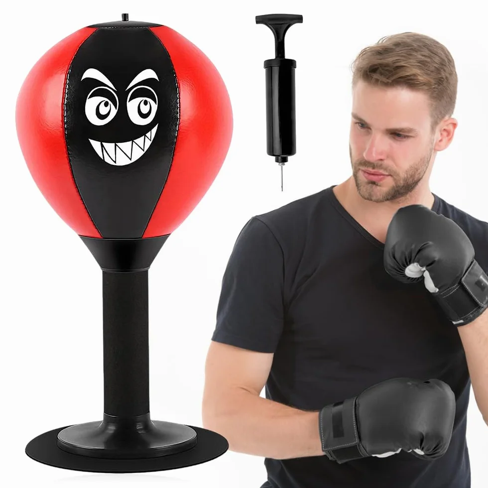 Saco de Boxeo de Escritorio con Ventosa Resistente, Pelota de Velocidad para Mesa de Oficina y Casa