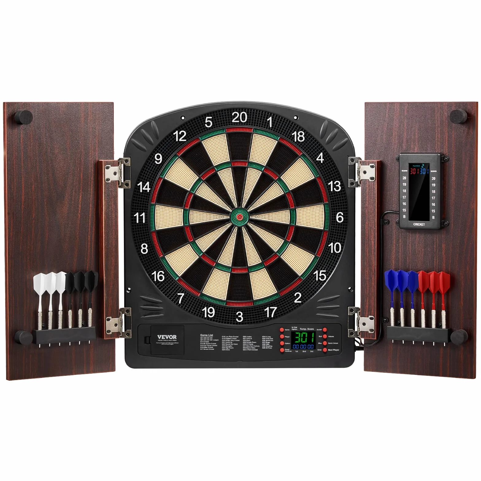 VEVOR Juego de Tablero de Dardos y Gabinete Electrónico, Φ 34,3 cm