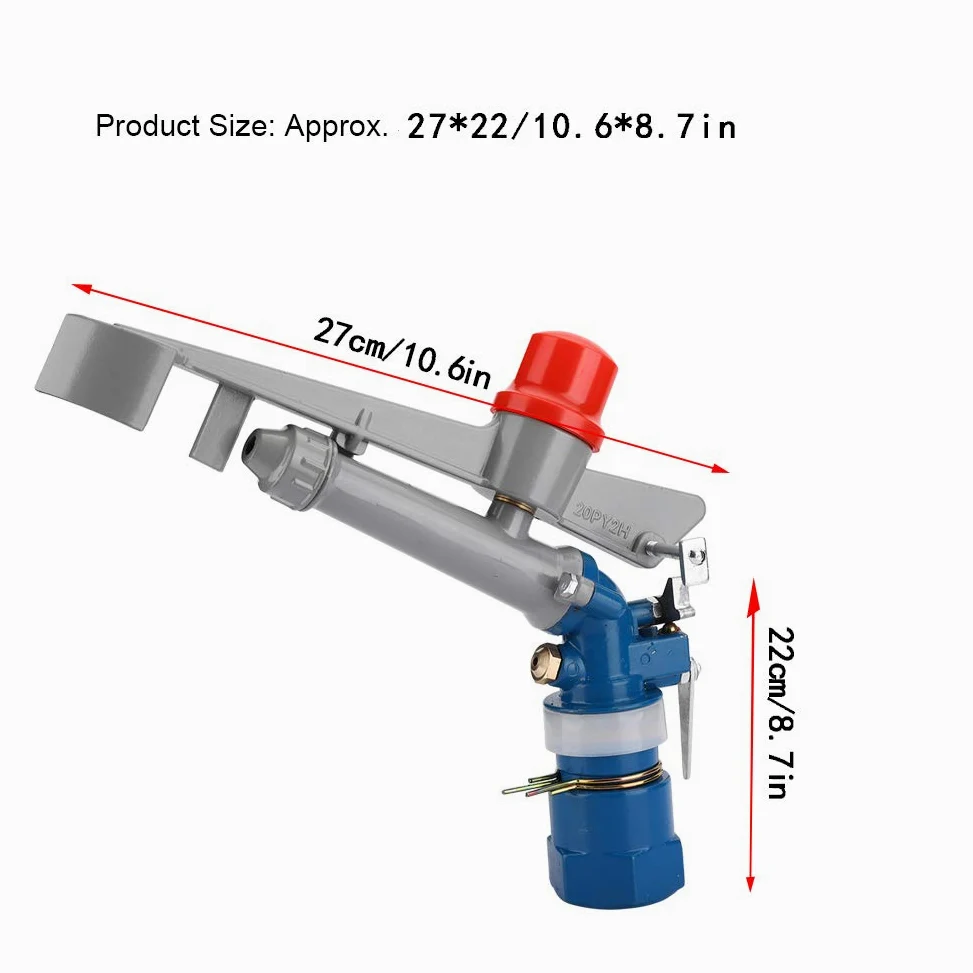 Aspersor de riego de 1 pulgada, rociador de agua para jardín, aspersor de riego para granja agrícola, rociador de riego giratorio de 360 ​​° para áreas grandes