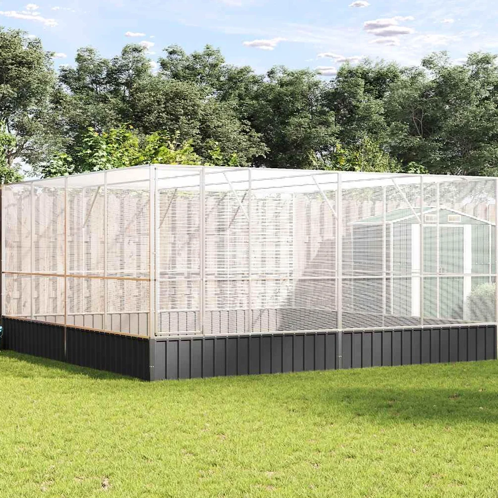 Pajareras Exterior en Jardin,Jaula Grande para Pájaros Jaula de Pájaros con Pestillo,Casa para Pájaros,Voladera de Acero para Pájaros-418 x 414 x 212 cm