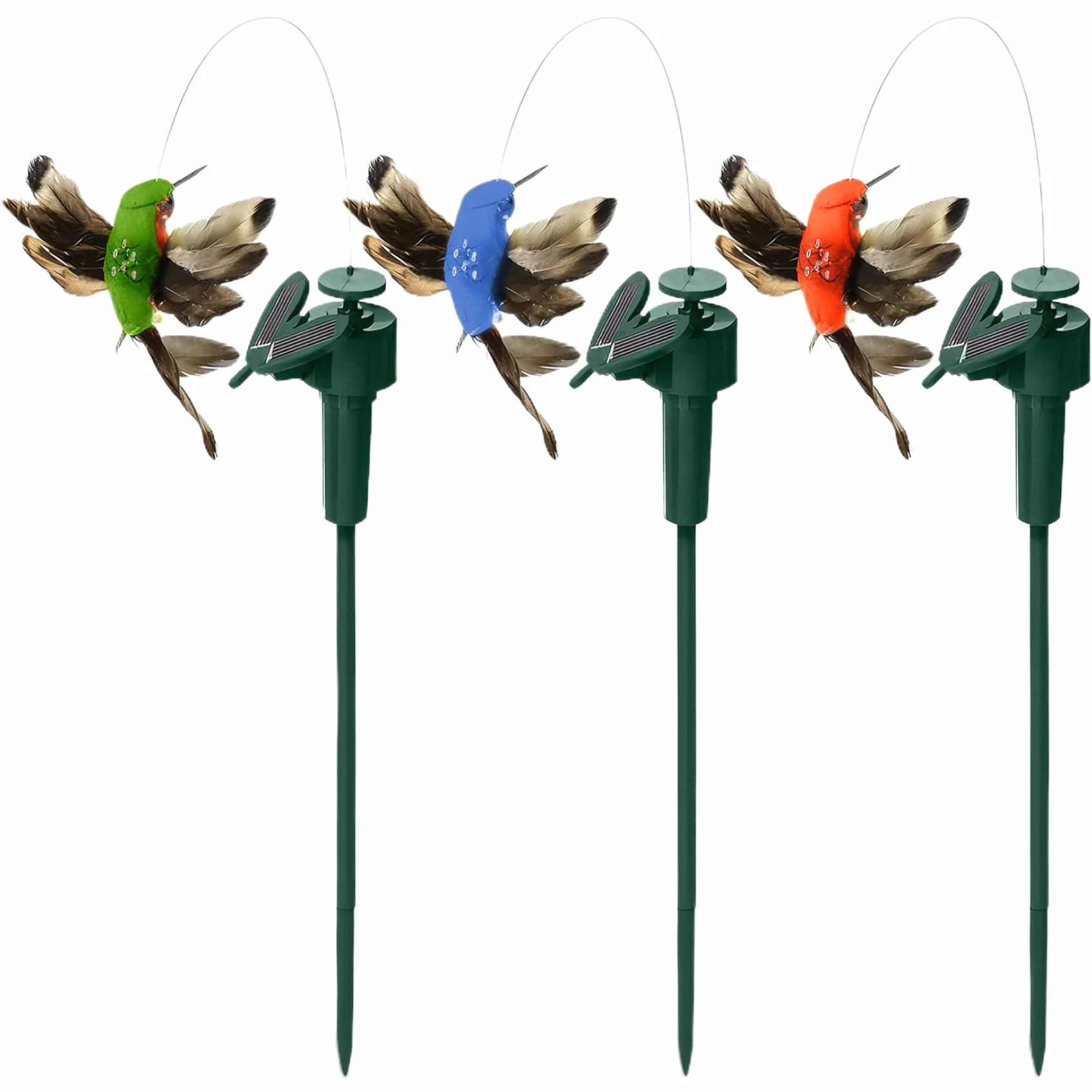 Estaca de jardín de colibríes 3 Piezas Impermeables aletero de colibríes solares solares Solar/batería para Patio de Patio Exterior