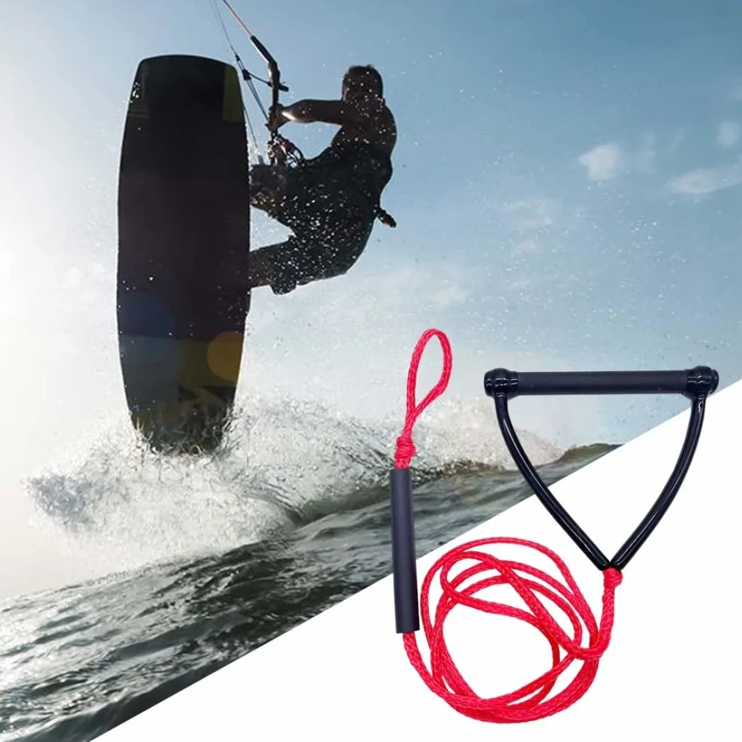 Cuerda para Wakeboard con Mango, Esquí Acuático, Remolque, 24 Pies, Rojo