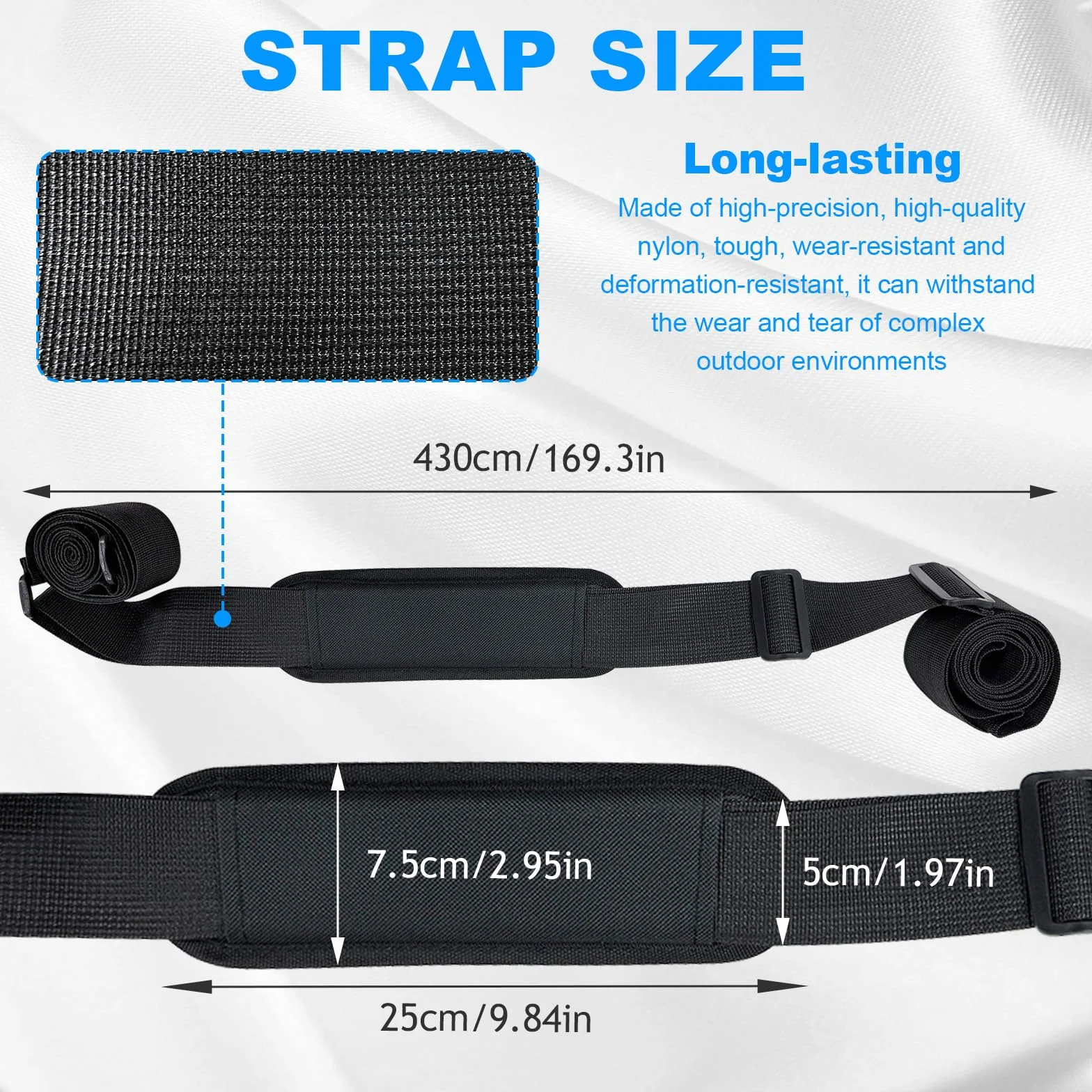 Correa de Transporte Tabla de Surf Ajustable Nylon Resistente al Desgaste Negro