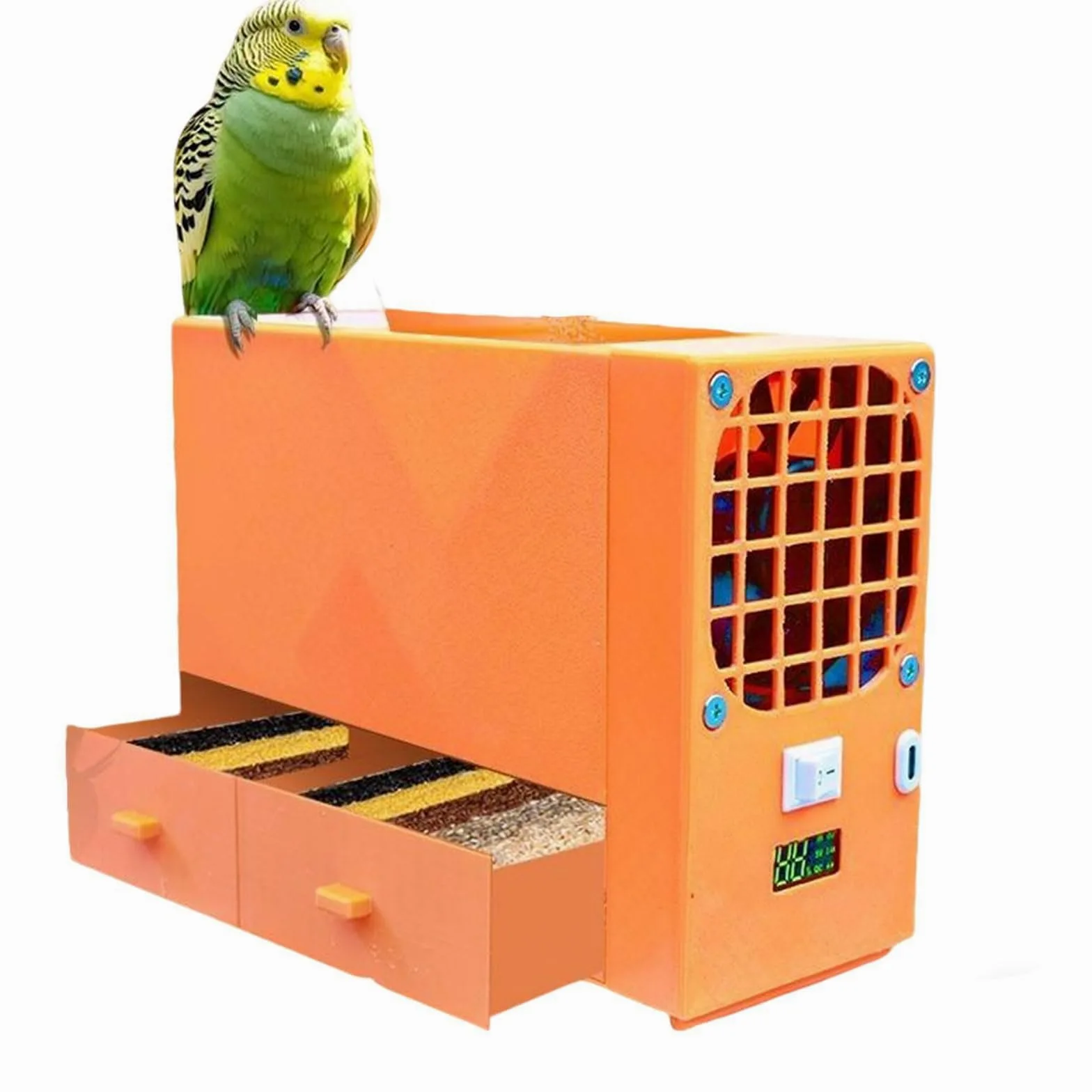 Máquina eléctrica limpiadora de semillas de pájaros, divisor de conchas sopladas con luz indicadora digital y 2 cajones para una limpieza eficiente de mijo y granos diversos