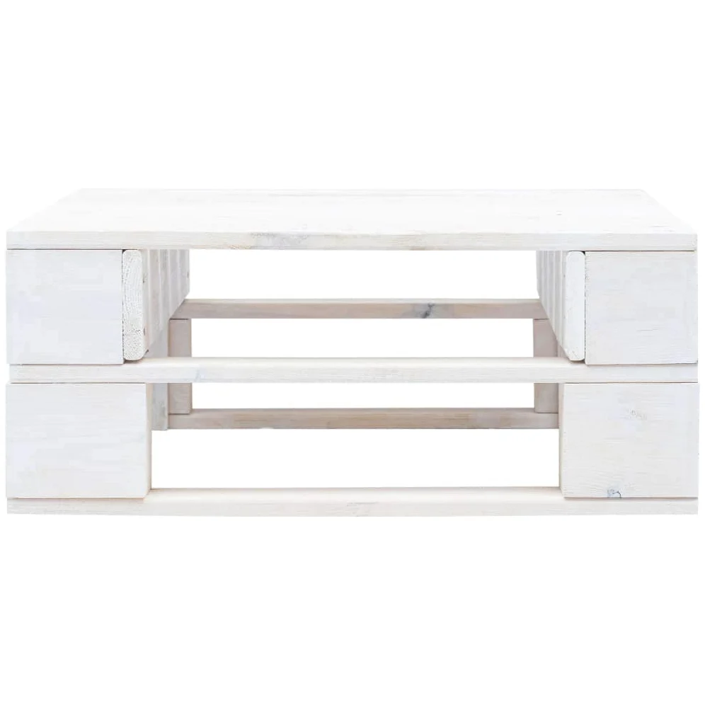 Mesa Centro Palets Jardín Otomana Palés Exterior Reposapiés Mueble Pallet Patio Terraza Madera Pino Impregnada Blanca