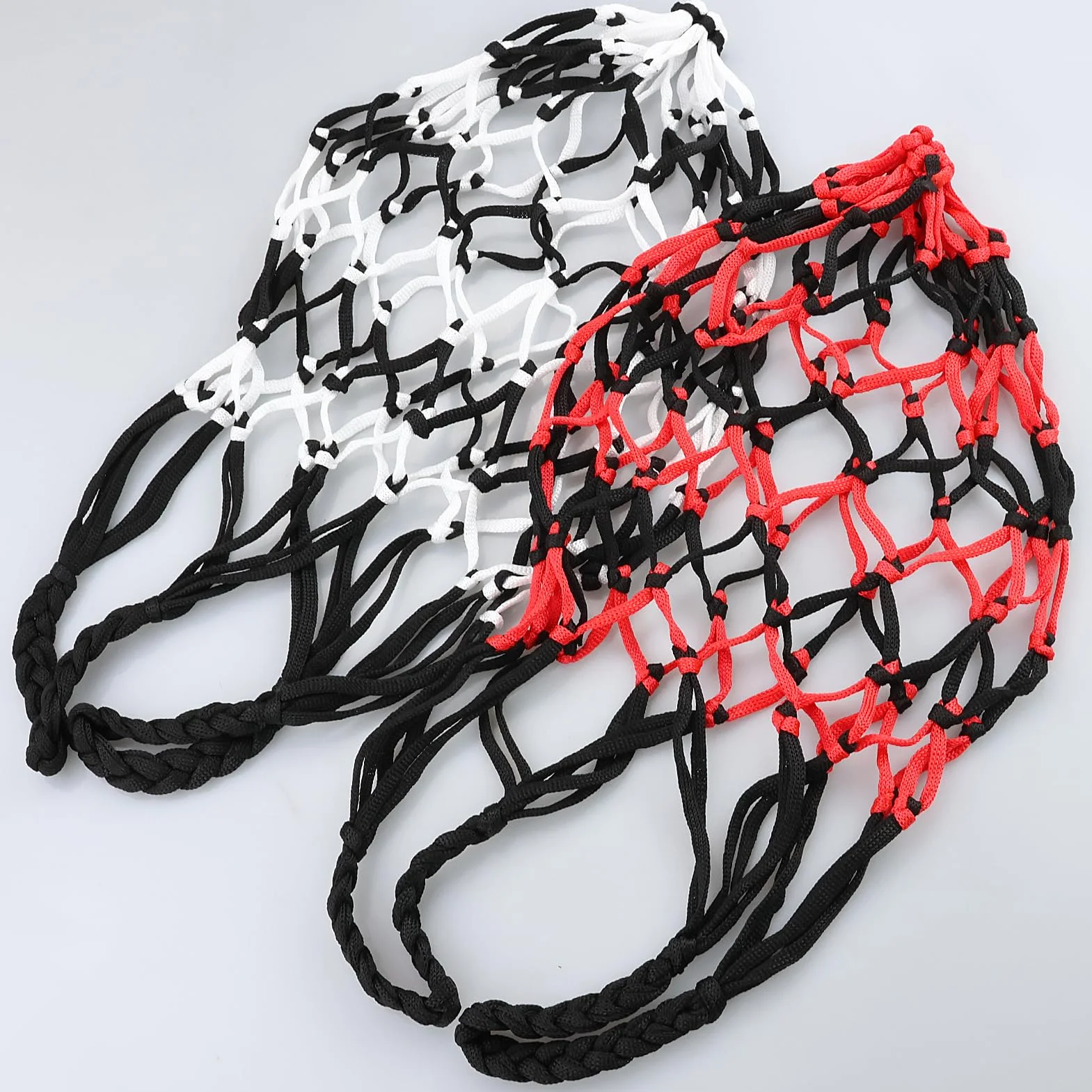 Bolsa para Balón de Fútbol, Red para Balones, 2 Piezas, Negro Rojo + Negro Blanco