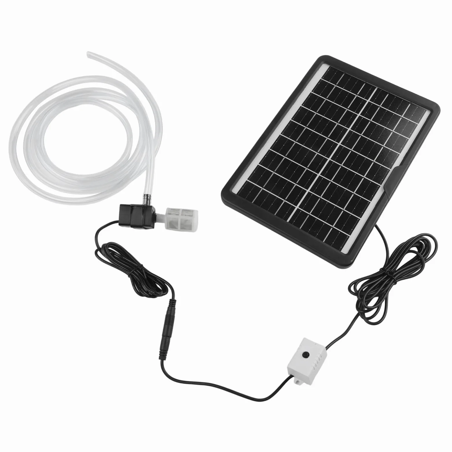 Bomba solar de fuente de agua, panel de 6 W y 9 V con bomba sumergible de 12 V, caudal de 240 l/h, para estanque, jardín, pecera con filtro de tubo de 2 m