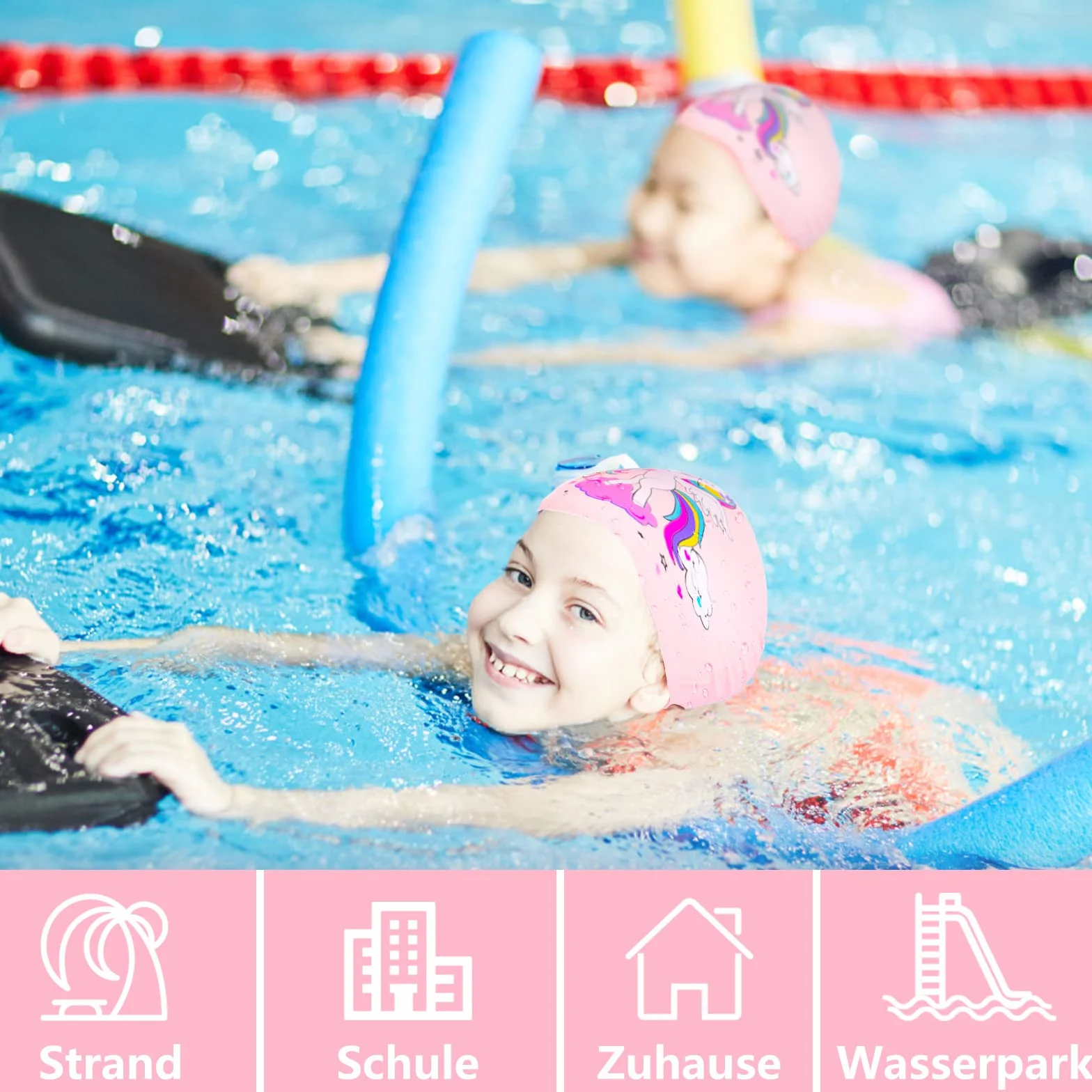 Ulikey Gorro Natación Silicona Impermeable Antideslizante para Piscina Niñas Niños con Tapones Oídos Pinza Nasal