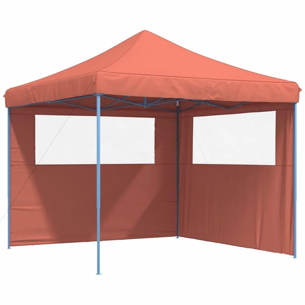 vidaXL Tienda de Fiesta Plegable Pop-Up 2 Paredes Laterales Terracota, Tienda, Tienda de jardín, cenador de Camping, toldo cenador, cenador toldo