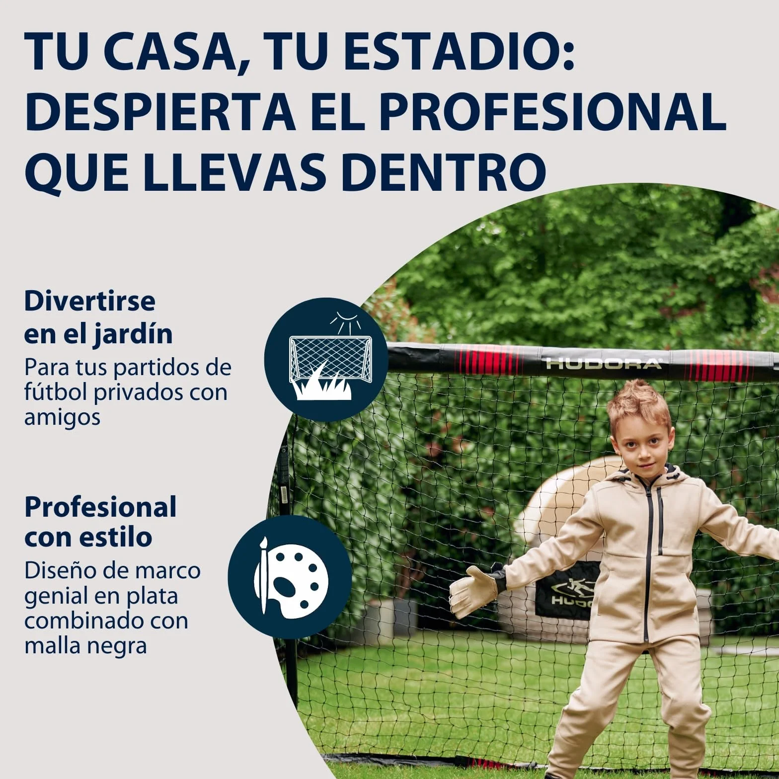 HUDORA Portería de Fútbol Pro Tect - Portería acolchada con red para niños y adultos