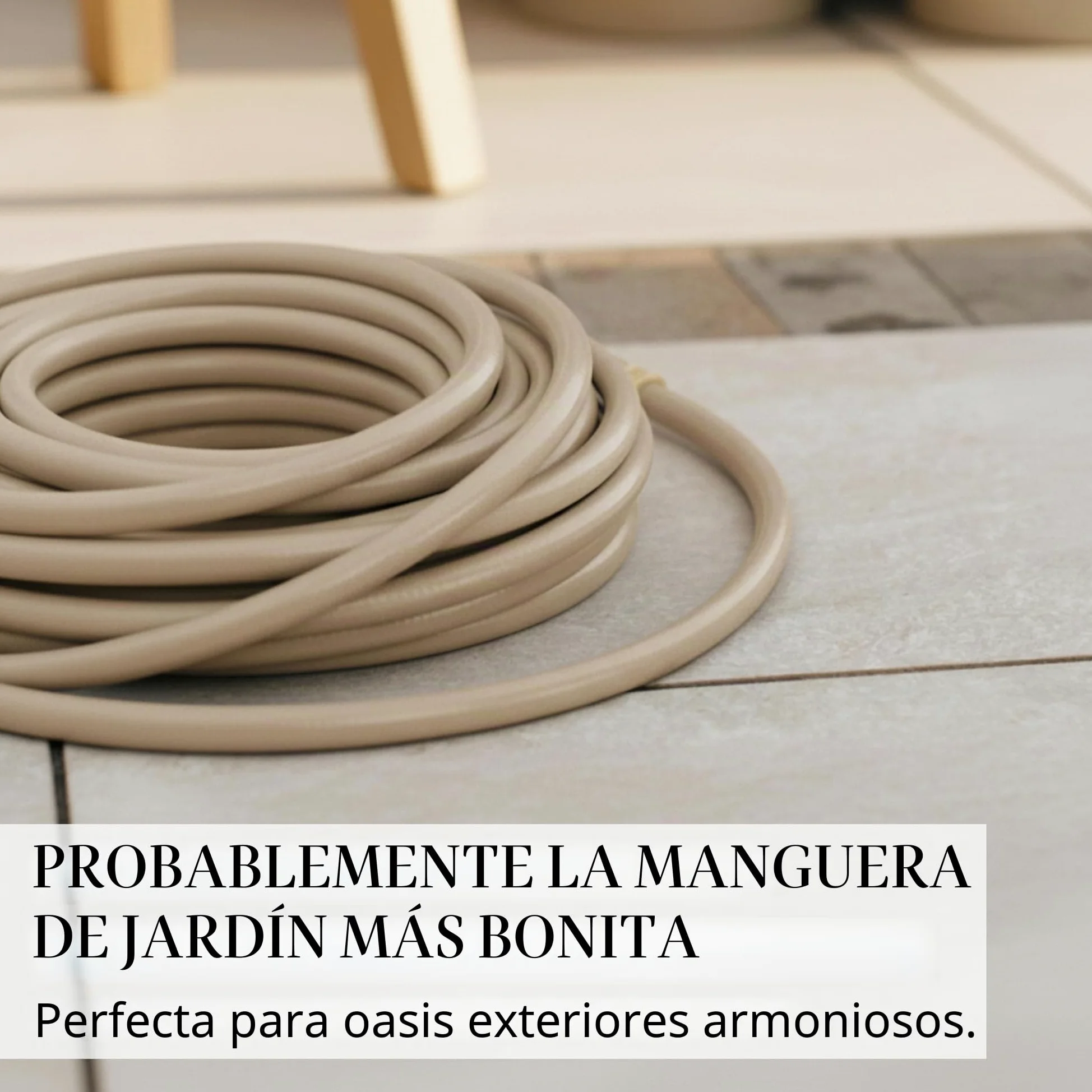 LIVLIG Manguera Jardin 10m – Manguera de Riego Flexible, 60% Reciclado, Resistente UV, Antitorcion, 1/2 Pulgada, Beige