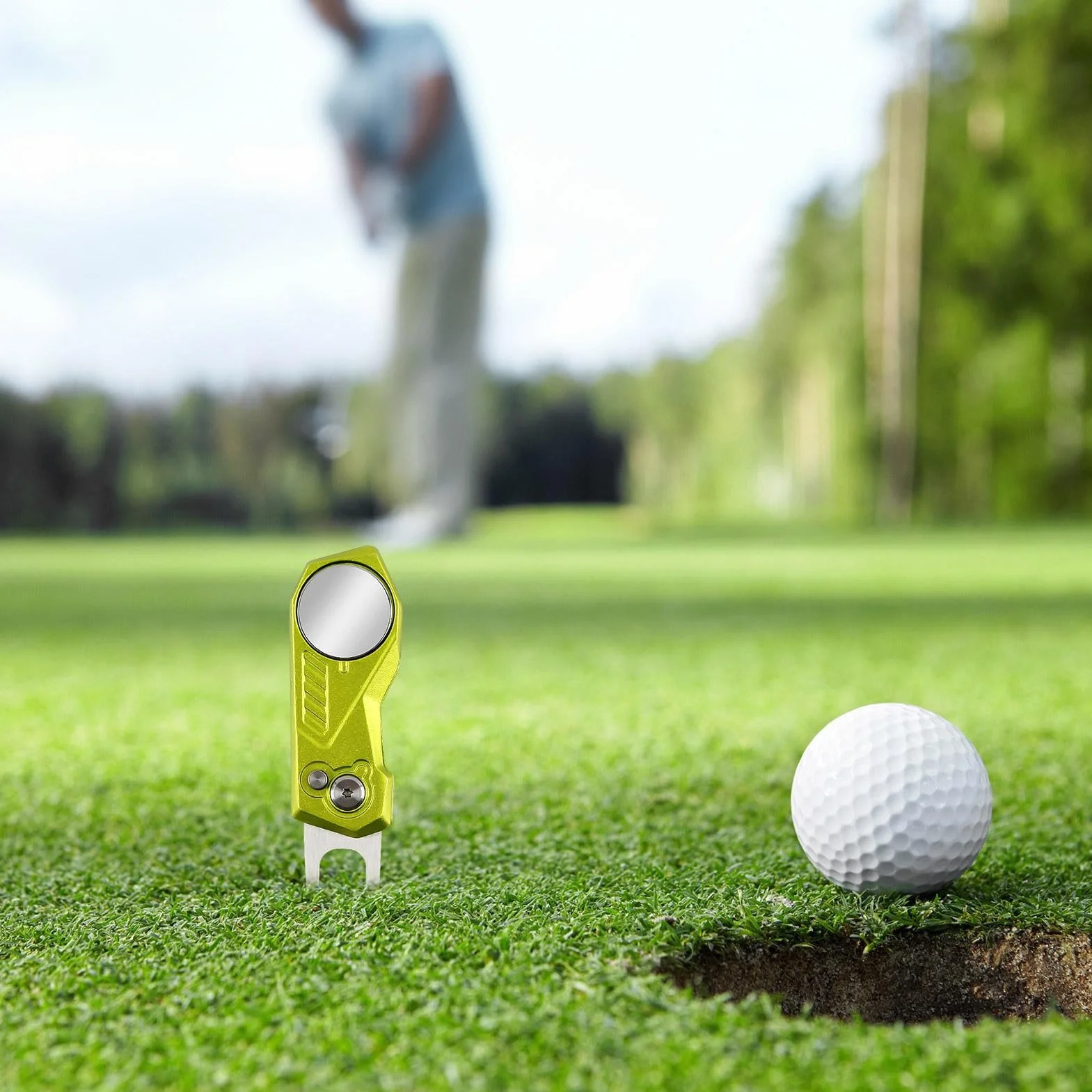 Teksome Herramienta de reparación de divots plegable para golf