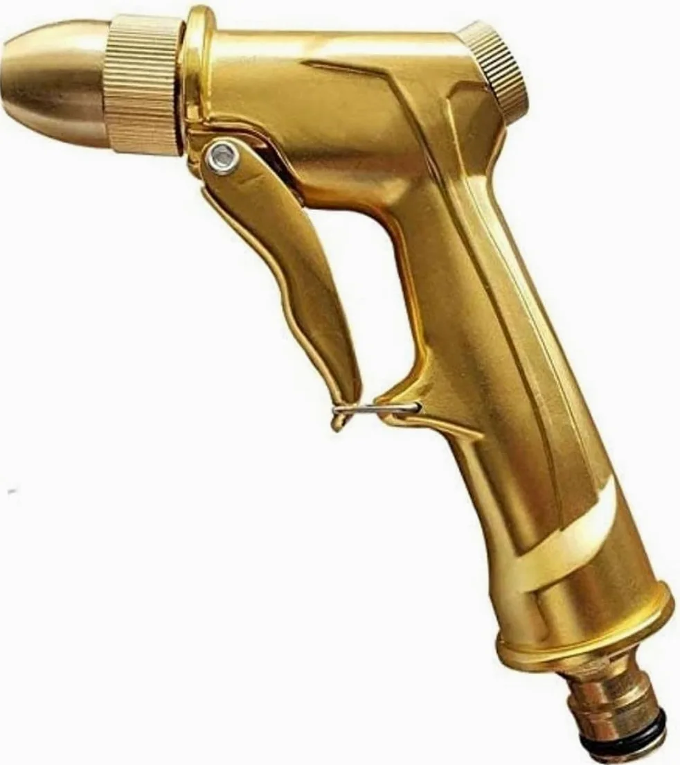 Pistola de pulverización de manguera de agua ajustable, pistola de pulverización de manguera de metal de alta presión con boquilla de latón
