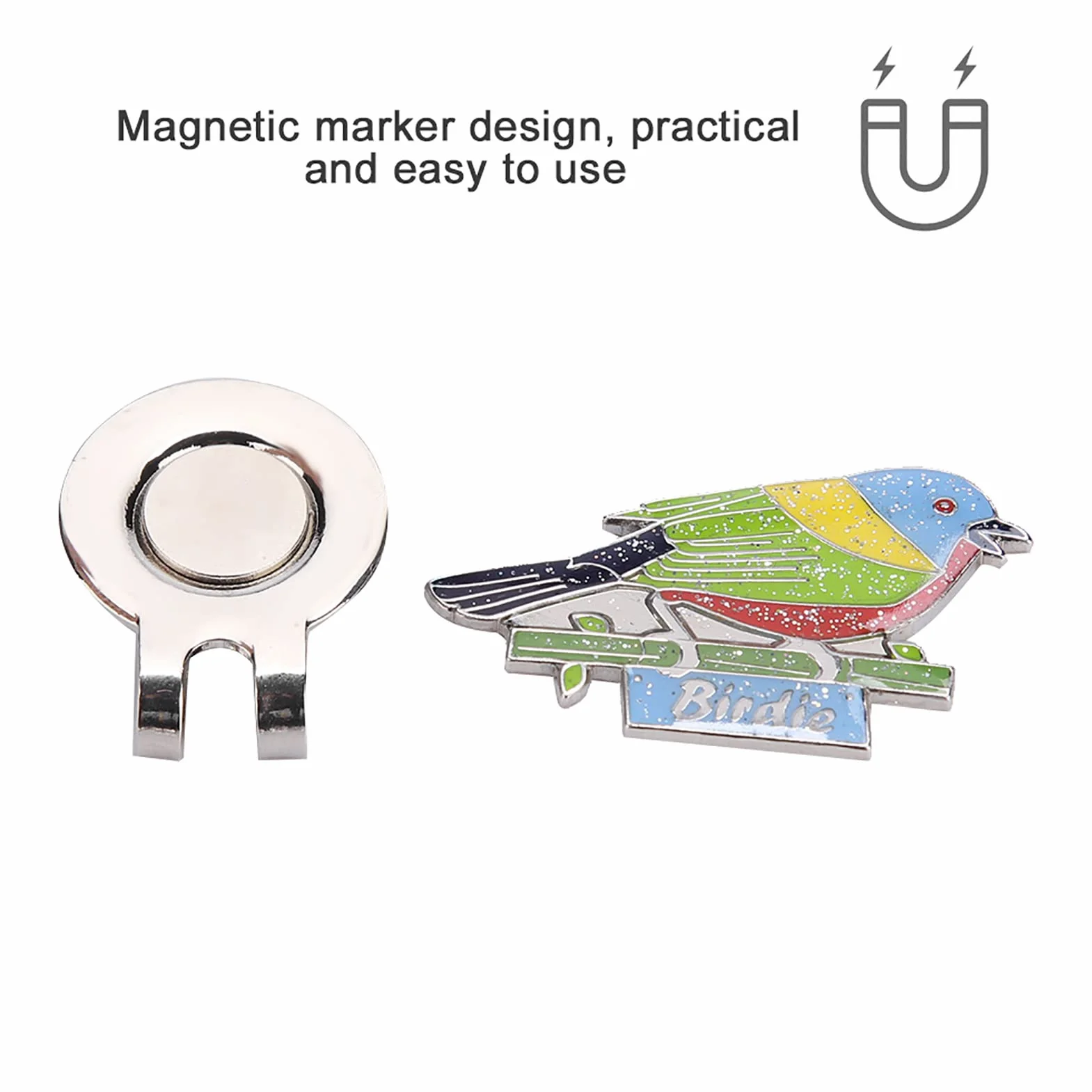 Clip de Sombrero de Golf Vbestlife, Marcador de Pelota de Golf de Acero Inoxidable con Iman para Mujeres y Niños (Bird)