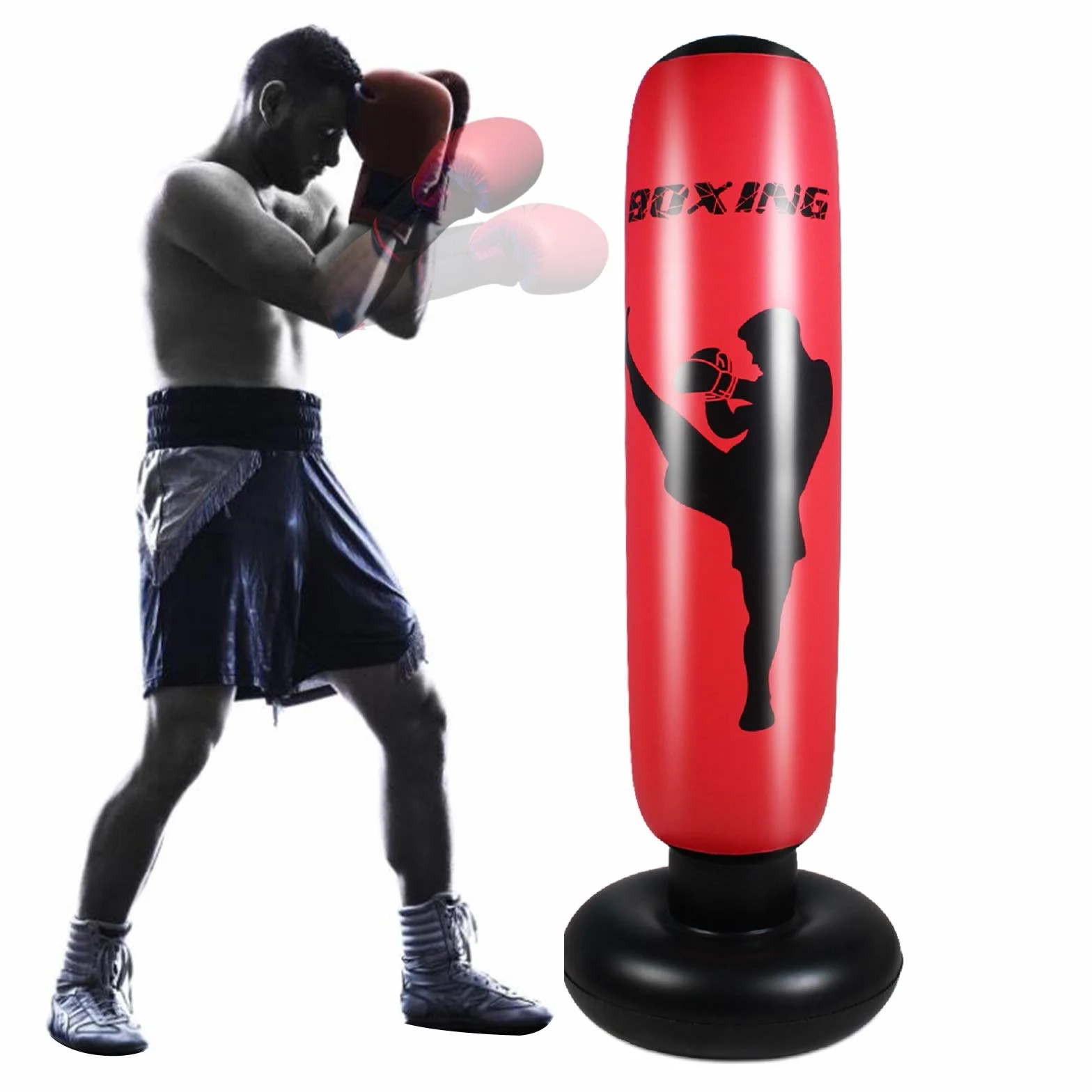 Saco de Boxeo Haokaini 170 cm Inflable de Pie para Fitness y Aliviar el Estrés