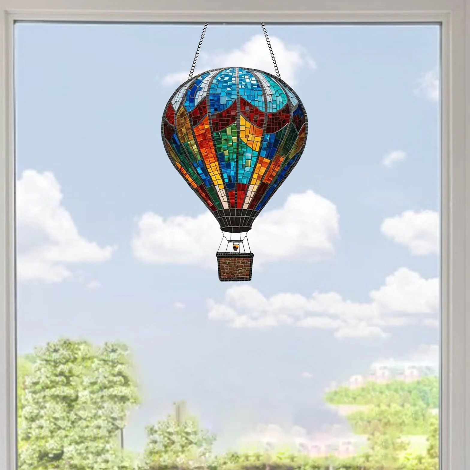 Globo aerostático solar con llama parpadeante, lámpara colgante solar al aire libre para jardín, patio, granja, decoración de patio (B, B)