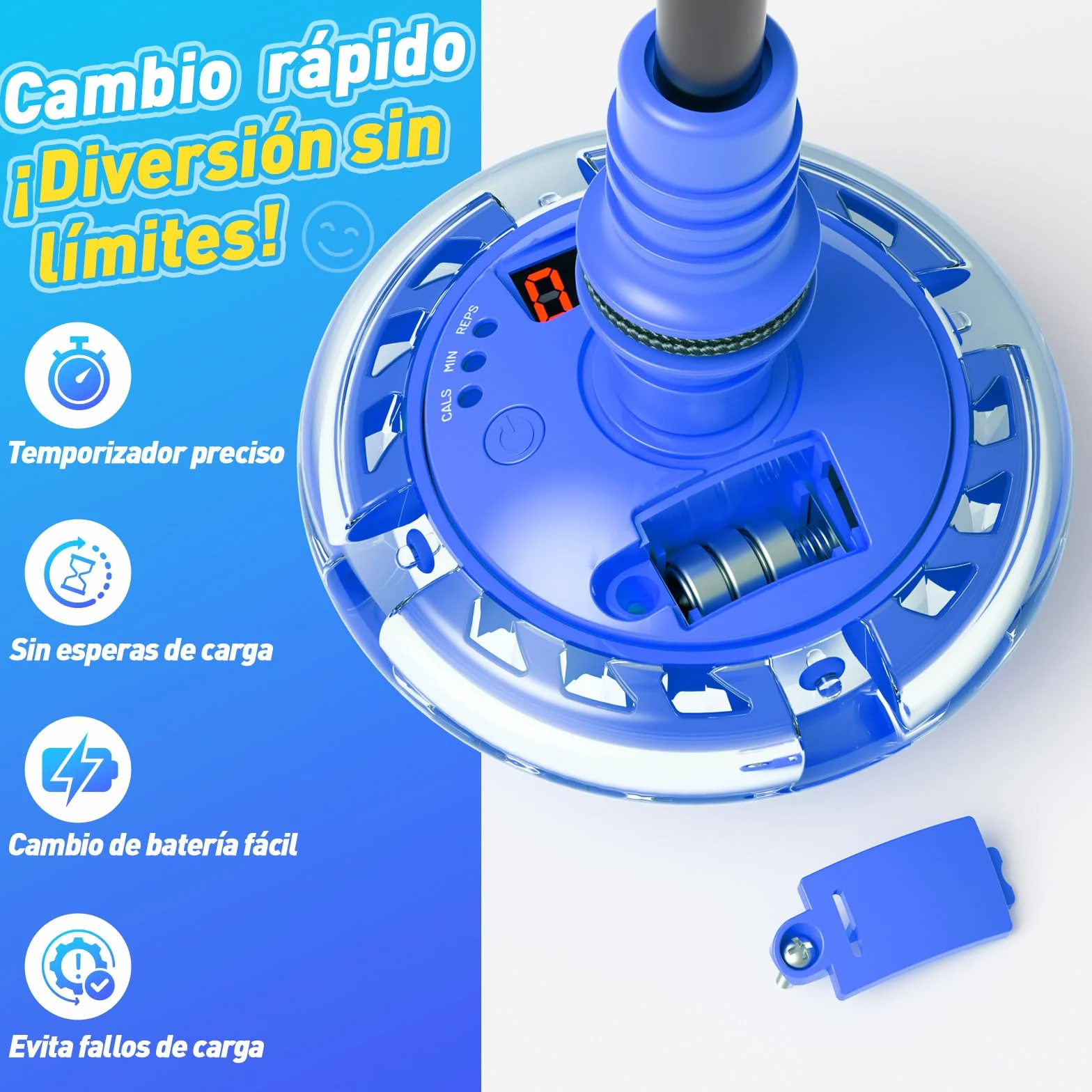 Springring Pedestal para niños con contador, temporizador, contador de calorías, juguete deportivo para niñas 6-12 años (Azul)