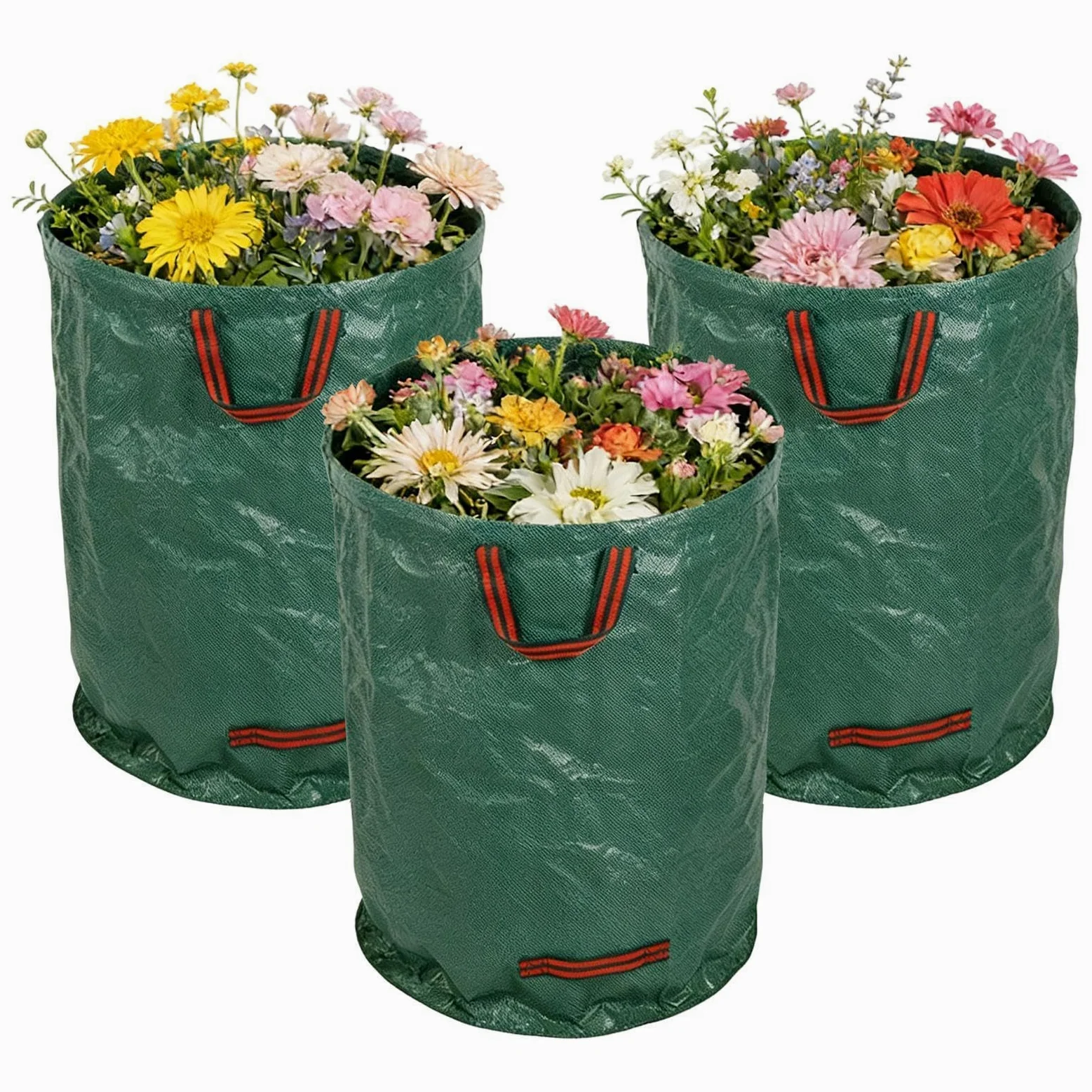 Bolsa para Residuos de Jardín 3 unidades recogedor de residuos | Bolsas para hojas con asas reforzadas para camping, jardinería, limpieza en casa y exteriores