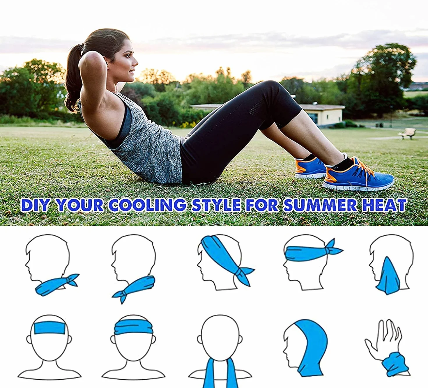 KATELUO 4 Pack Toalla de Enfriamiento Microfibra Deporte Fría Set Cooling Towel Fitness Gym Yoga