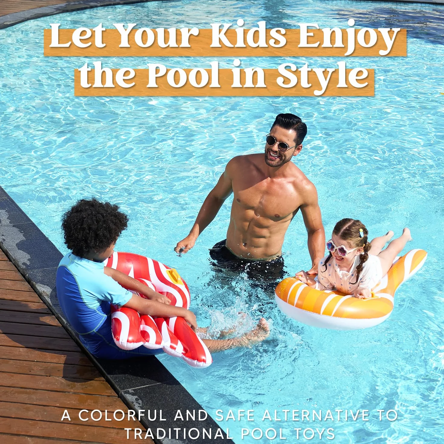 SLOOSH Paquete de 2 tablas de bodyboard inflables para toboganes de agua, surf flotantes piscina juguete acuático verano niños bebés Rojo Naranja