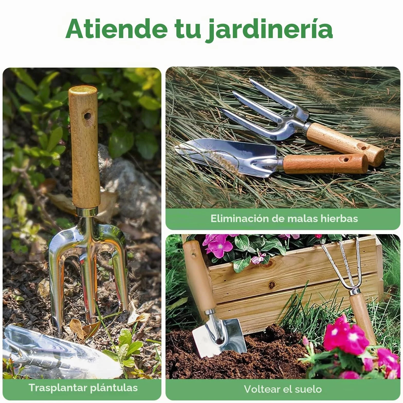 Grenebo Juego de Herramientas para Jardín 9PC, Set jardineria Adulto de Acero Inoxidable, Kit de Jardinería Bolsa de Jardín, Tijeras Podar,Pala Jardinería,Guantes,Paleta y Rastrillo de Mano etc