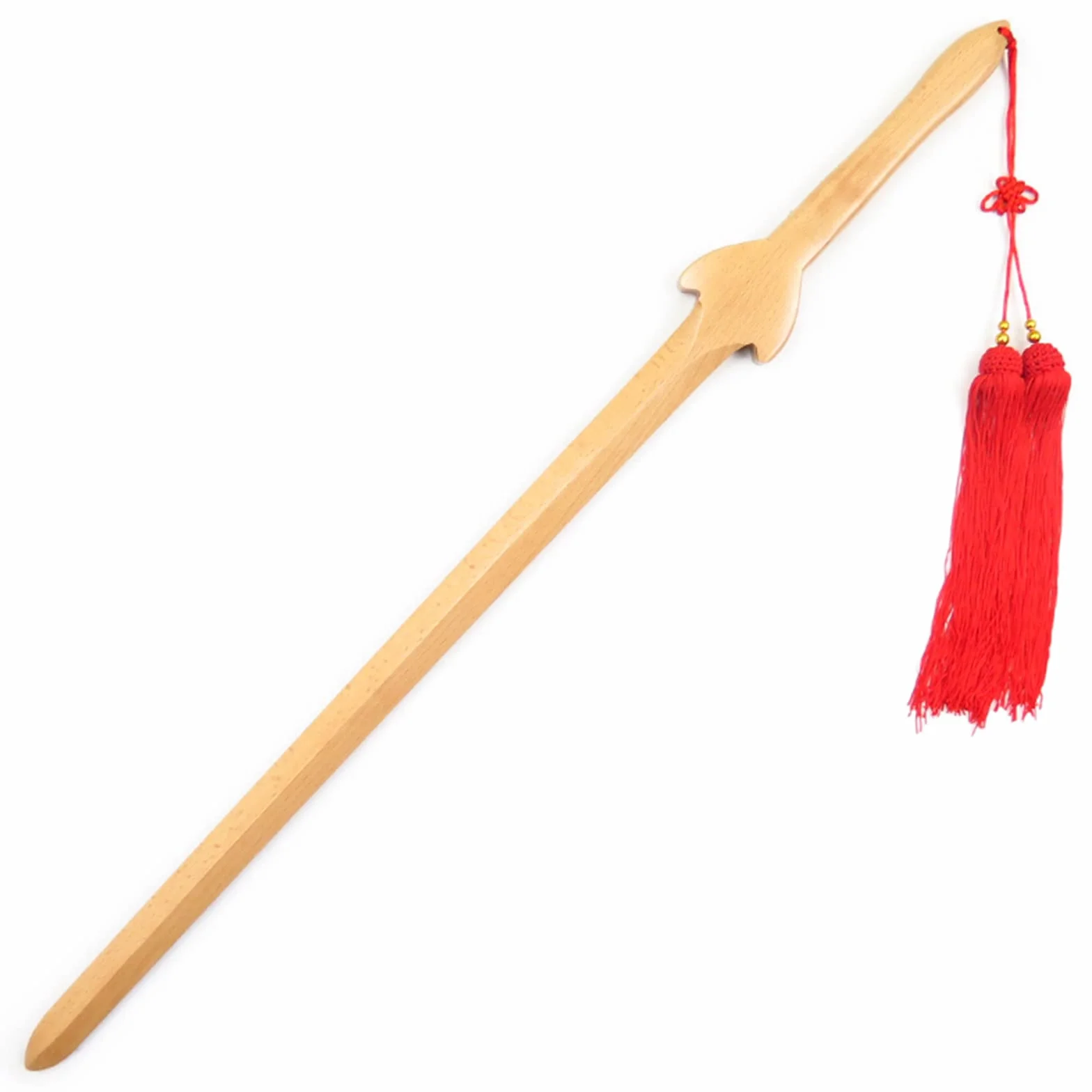 Espada Recta de Tai Chi de Madera de Haya Natural 100 cm, Bokken Artesanal para Entrenamiento de Artes Marciales