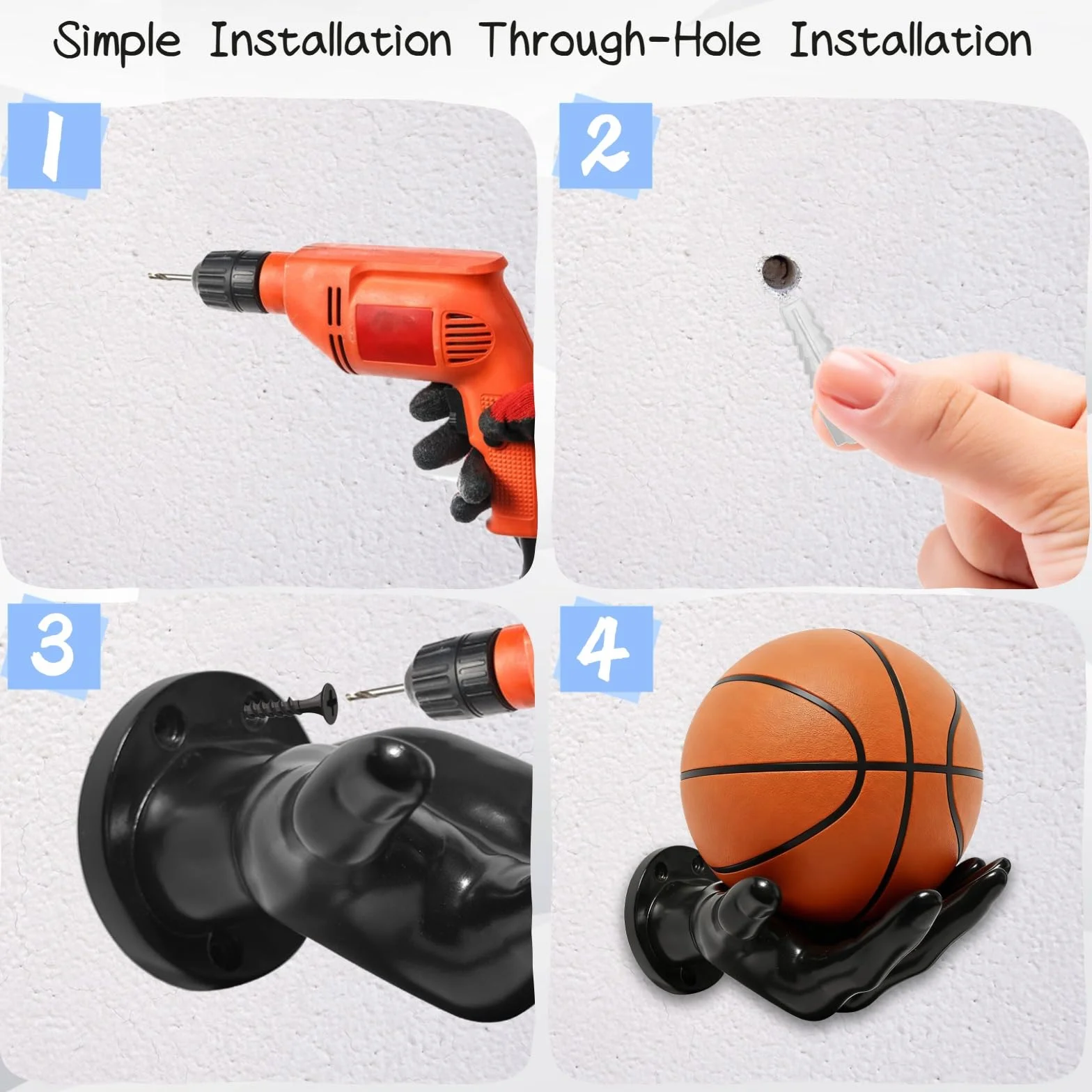 Soporte Balones de Mano, Estante para Baloncesto con Forma de Palmera, 2 Piezas