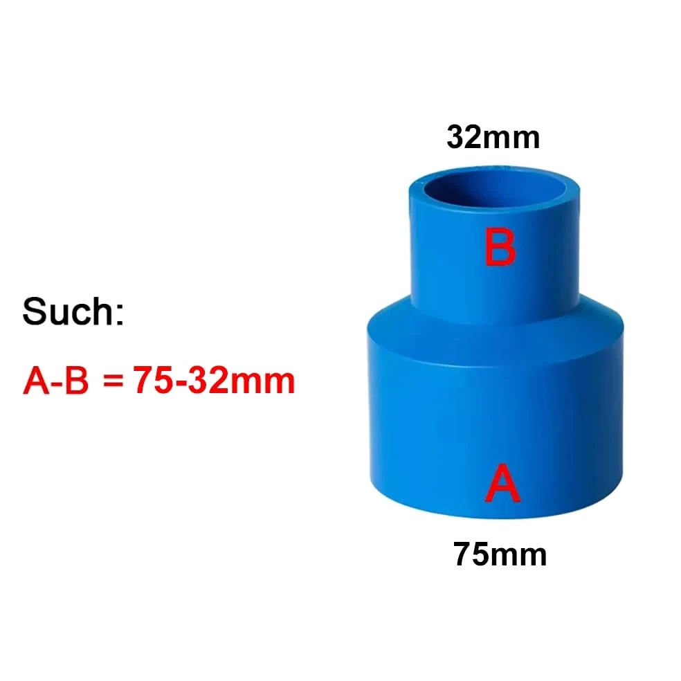 Conector Reductor de tubería de PVC de 75 mm a 32 mm, 200 mm a 160 mm (1 Unidad), Azul/Blanco/Gris, Junta Adhesiva for Suministro de Agua.(White,125x90mm)