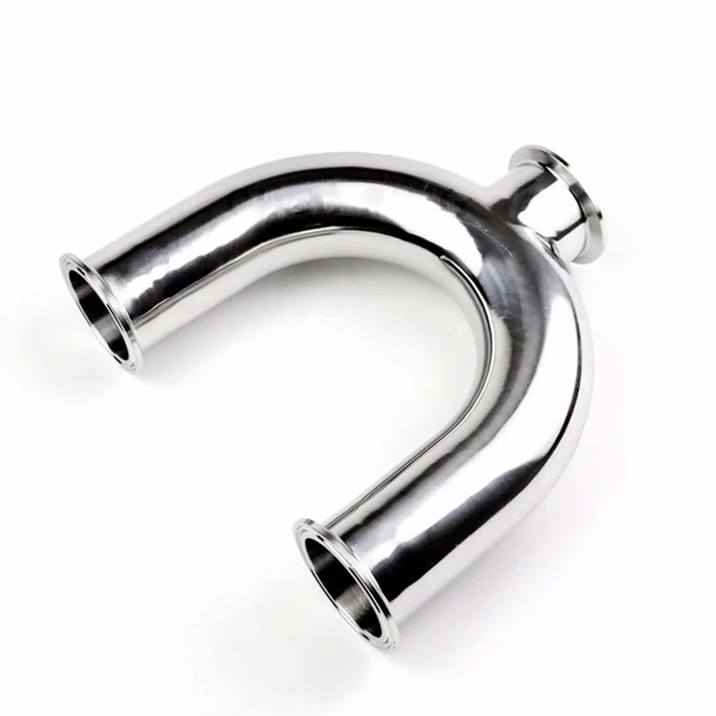 NUGEN 1 Uds. Accesorios De Tubería Sanitaria En Forma De U De 3 Vías 304 De Acero Inoxidable, Triple Abrazadera, For Mejoras En El Hogar, Conectores De Manguera De Codos (Size : 51mm Ferrule 64)