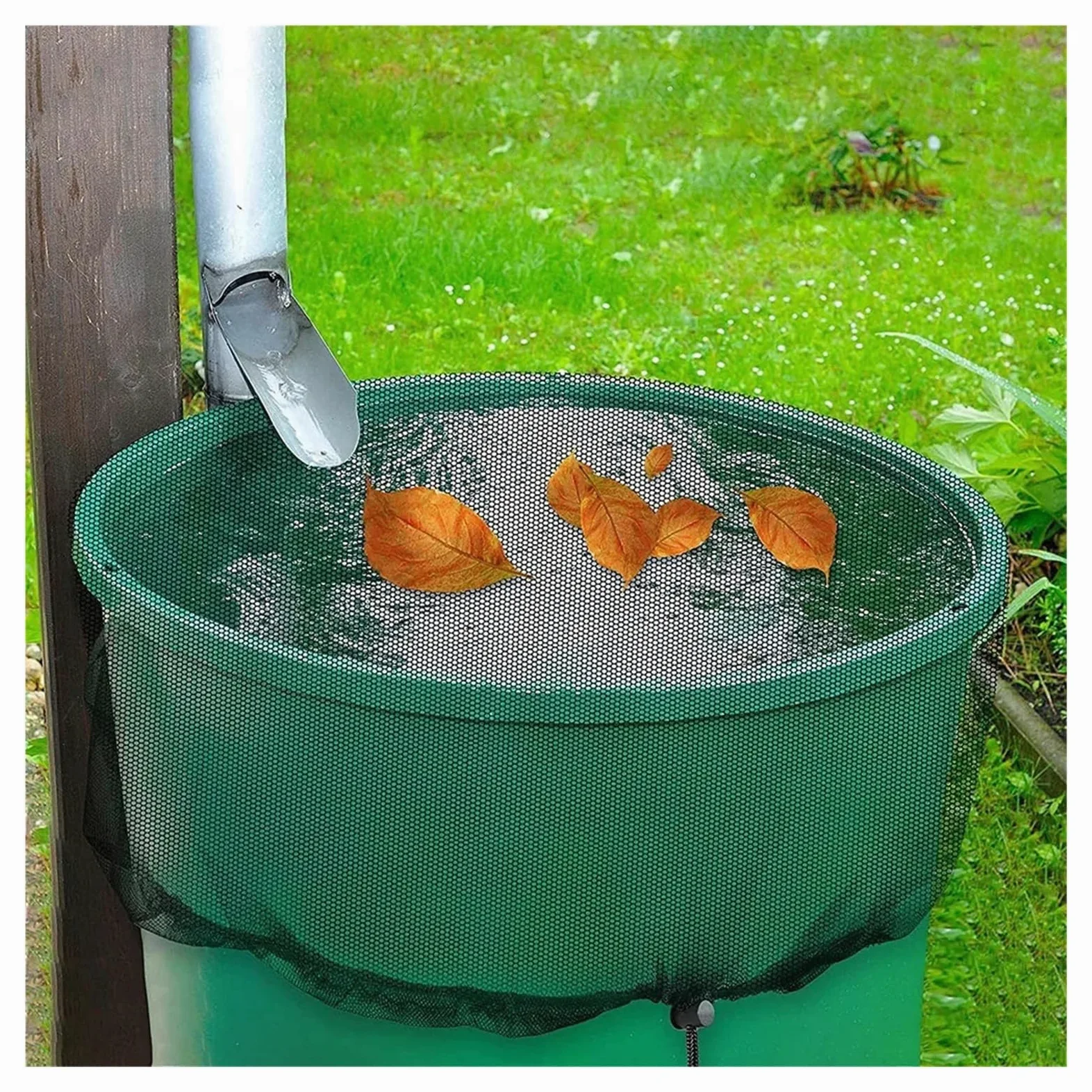 Cubierta para cisternas de Agua de Exterior, Cubierta de Red Barril Lluvia Malla poliéster Ajustable con Filtro cordón, 60-120 cm | 6pcs,120CM