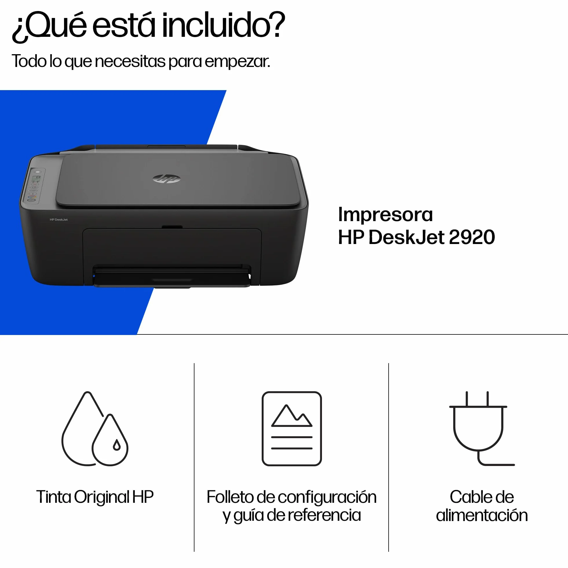 HP DeskJet 2920 Impresora Multifunción Inyección Tinta Color Inalámbrica Wi-Fi Doble Banda Negro