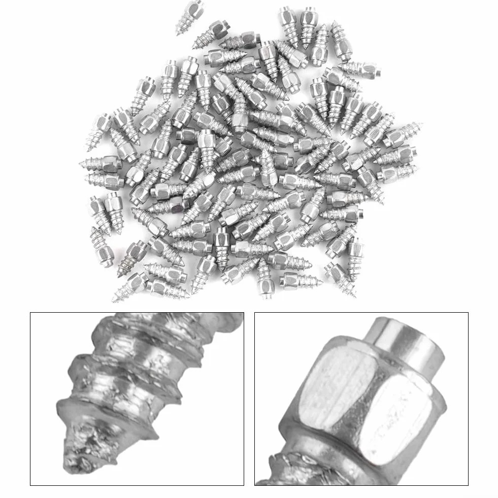 Besttoolifes Tornillos de rosca 9 mm, picos de hielo de acero para coches, camiones, cuatrimotos, tracción antideslizante invierno