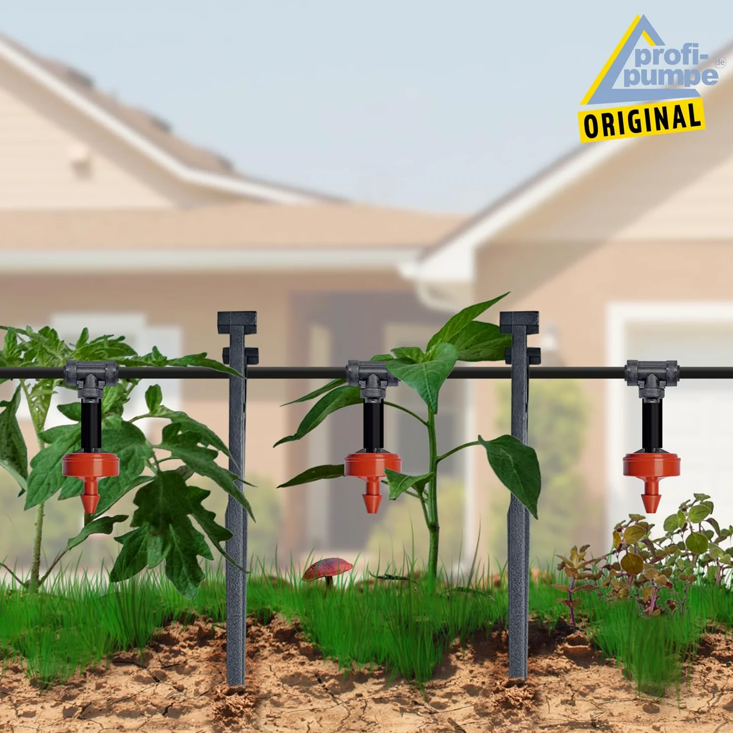 Sistema de riego solar para jardin, riego de plantas Solar-Drop P50, hasta 50 puntos de goteo manguera de 10 m para Jardin