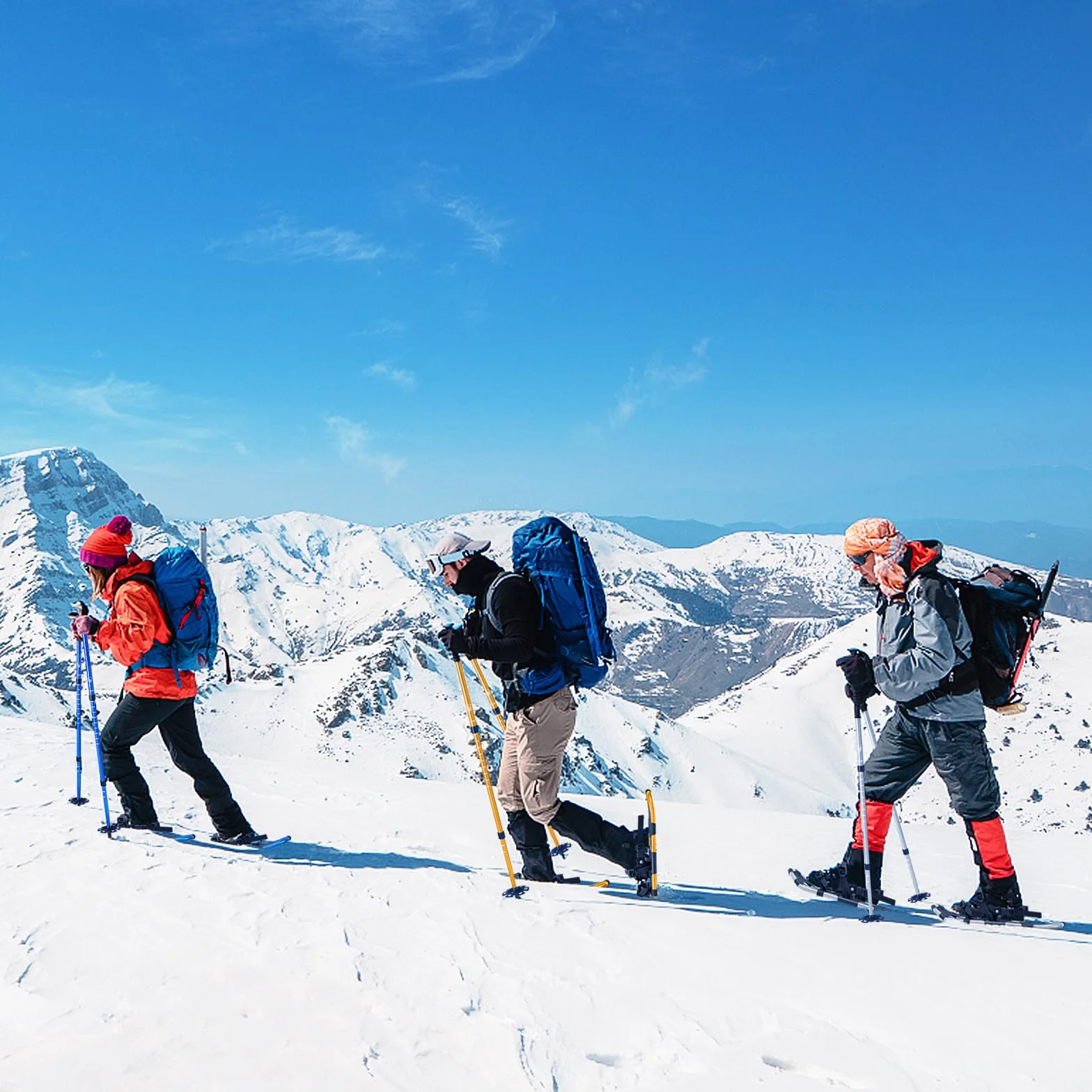 COSTWAY Raquetas de Nieve 4 en1 Aluminio 35-45 cm Bastones Trekking Bolsa Impermeable