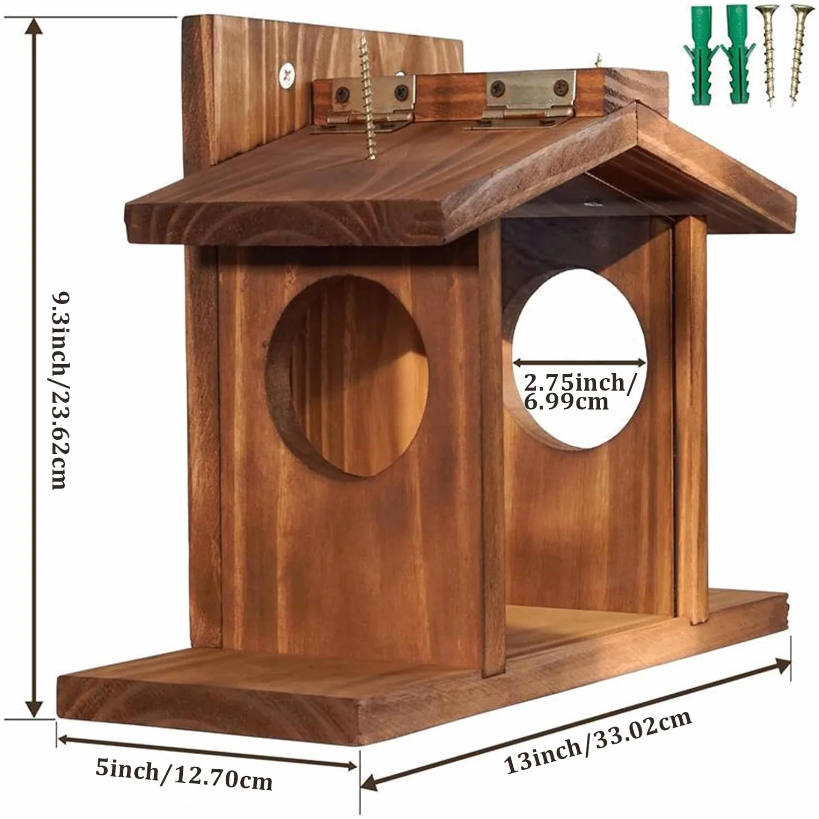 Casa de Ardillas, comederos de Ardilla para el Exterior, casa de Ardillas, comedero para pájaros de Madera fácil de llenar, comedero para pájaros Visible con Panel extraíble para maíz, maní, Suet, co