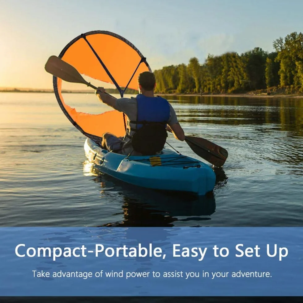 VBESTLIFE Kayak de 42 pulgadas con pala plegable a prueba de viento, kit para vela de kayak con ventana transparente