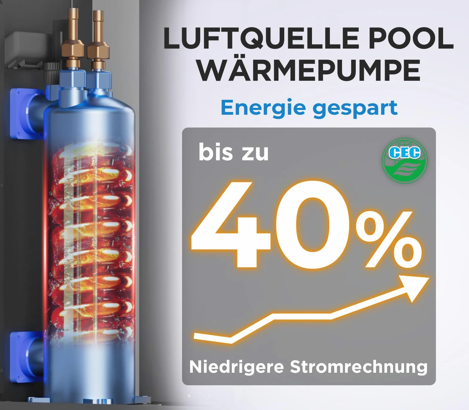 Bomba de calor eléctrica para piscina de 5 kW, para calefacción de piscina, bomba de calor hasta 20.000 l, 20 m³, control wifi, 220 V, 240 V, 50 Hz