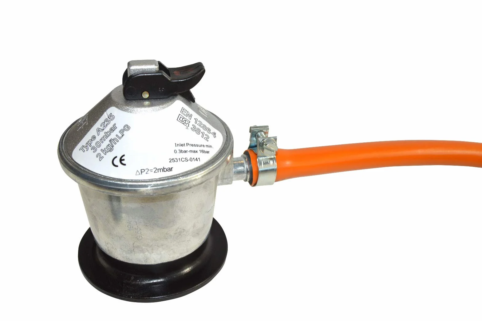 S&M 321771 - Kit completo butano: Regulador de gas butano + Tubo Goma 1,5 metros + 2 abrazaderas de seguridad | Homologado para España | Apto para cocinas, estufas, calderas y barbacoas