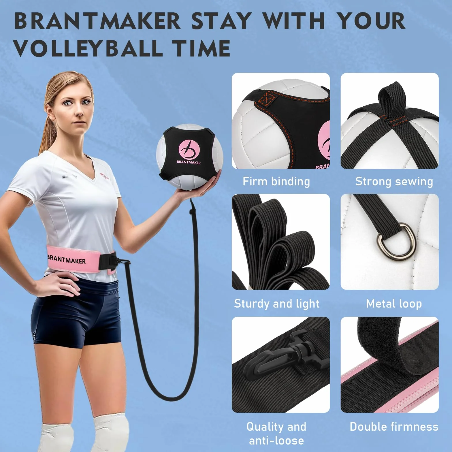 BRANTMAKER Equipo de Entrenamiento de Voleibol, 2 Tamaños, Accesorios, Rosa/Negro