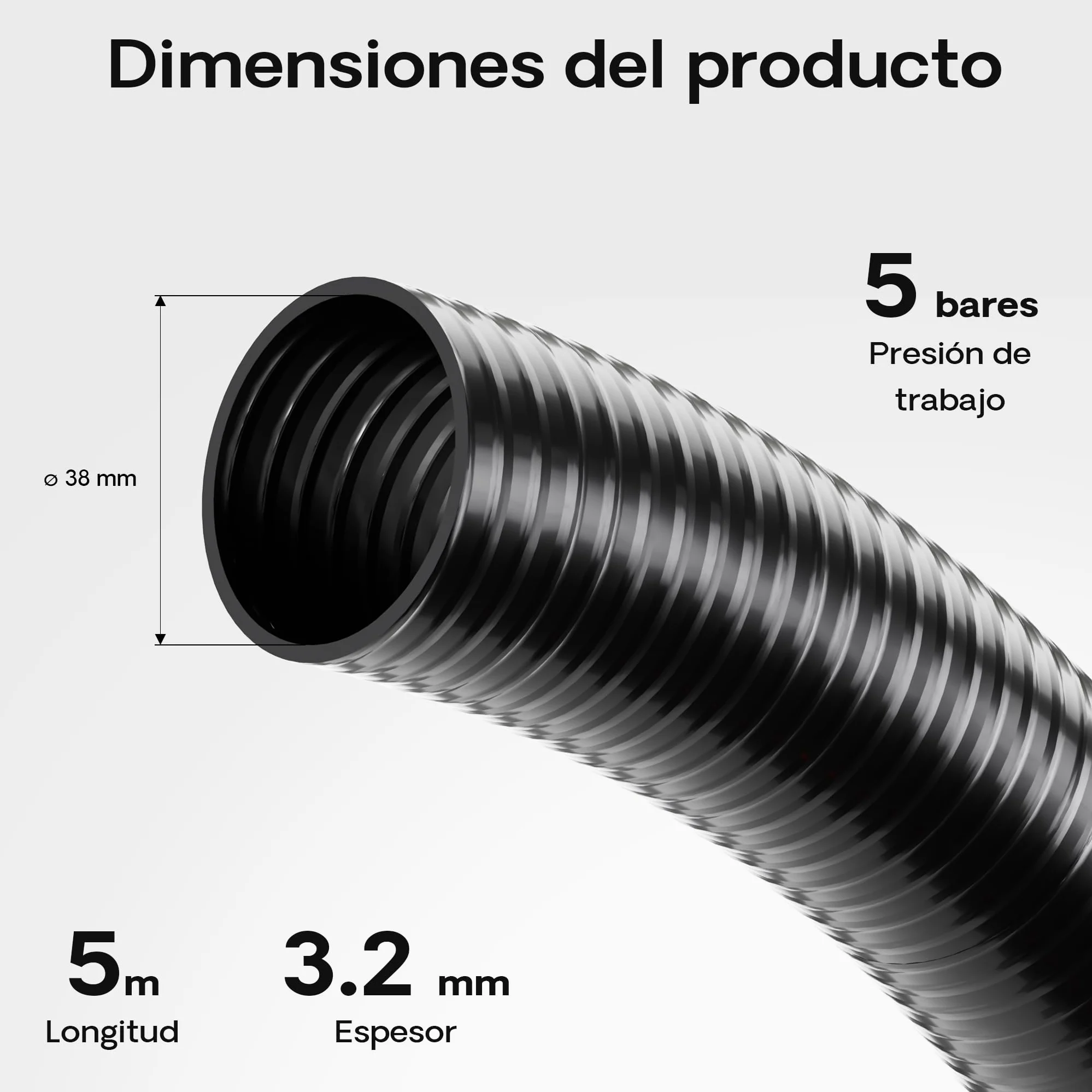 5m Manguera presión PVC D38mm 420g/m Bomba estanque