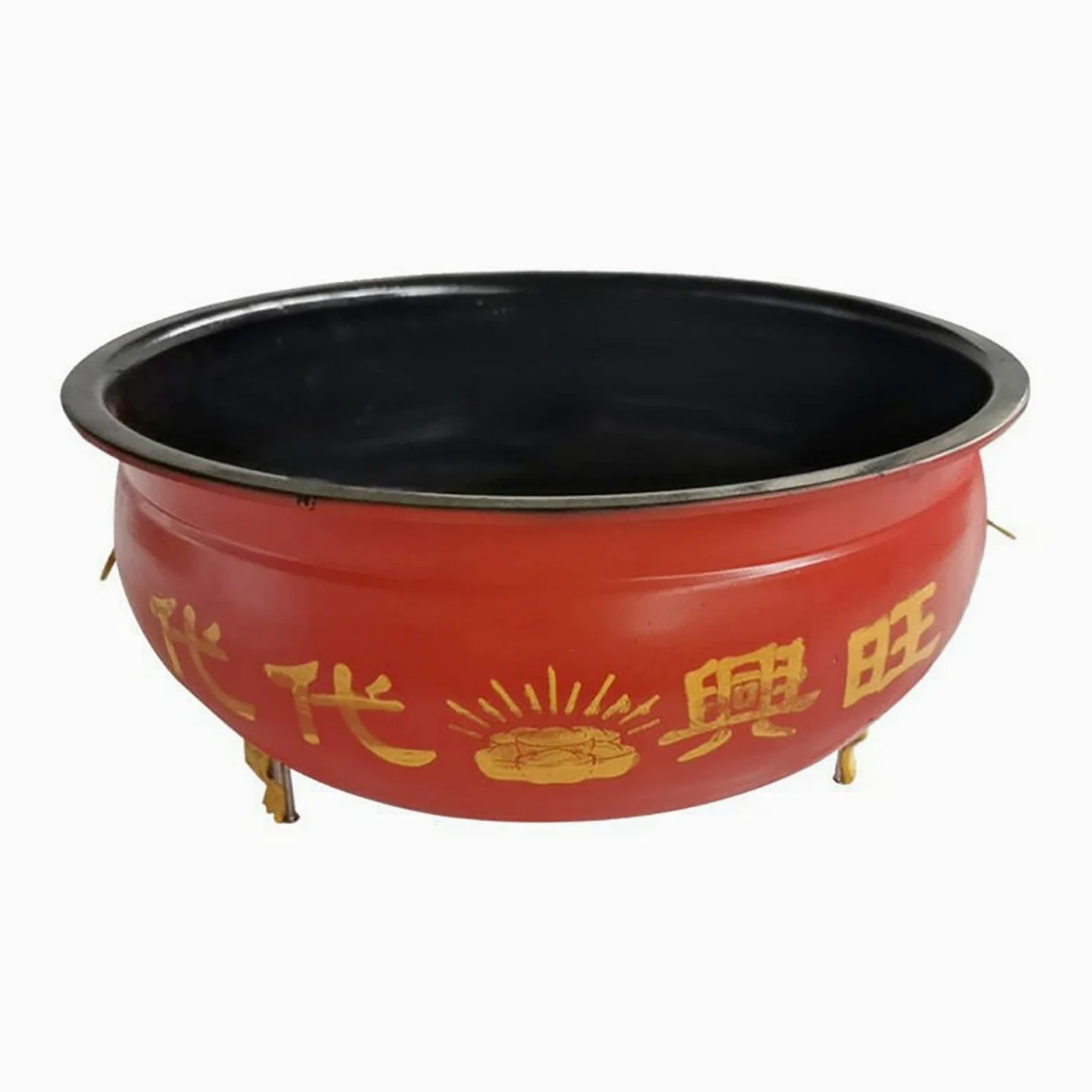 Incinerador de Papel de desecho de jardinería doméstica, incinerador doméstico Grueso Rojo con asa y pies, Estilo Chino