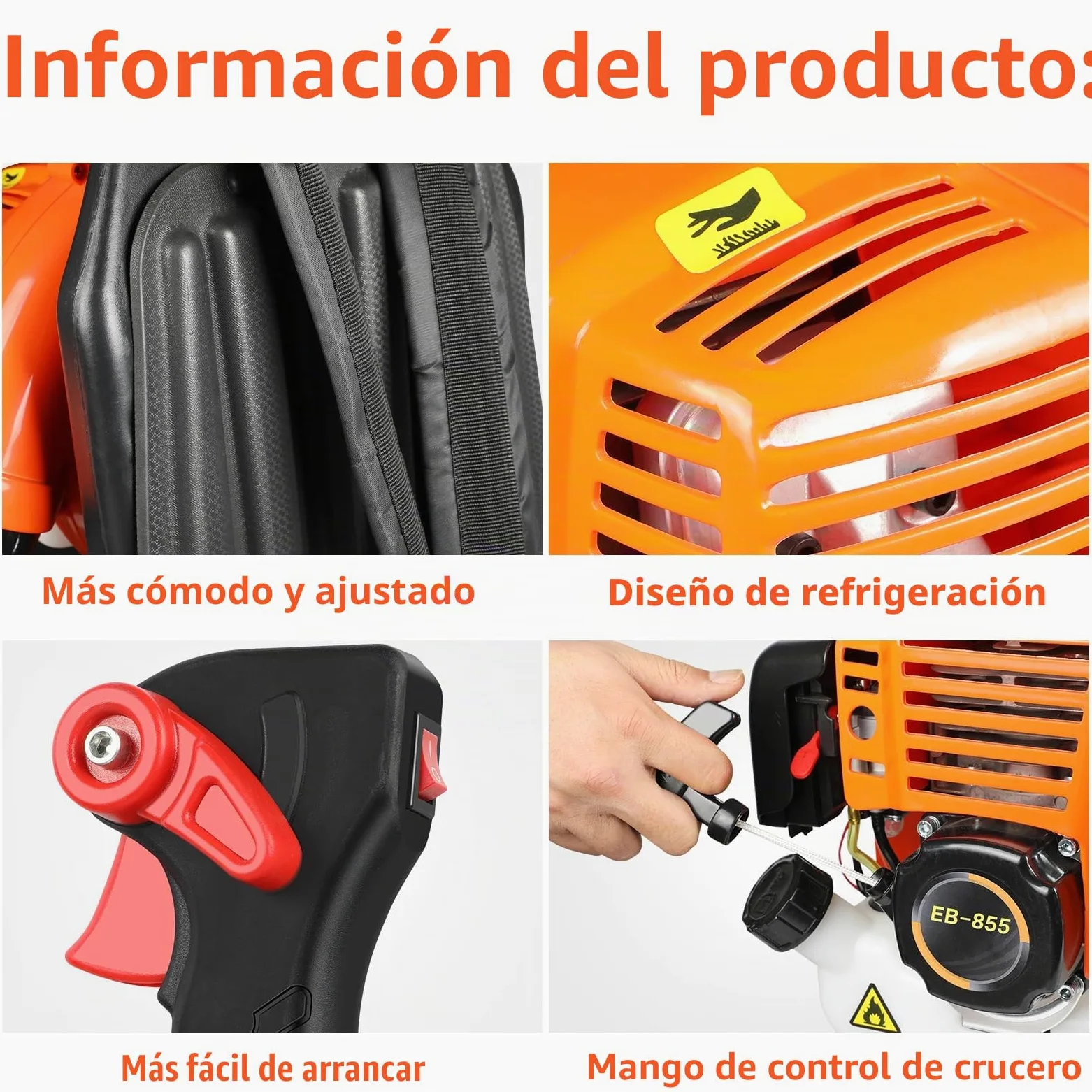 LabTEC Soplador de hojas a gas de 2 tiempos, soplador de hojas de mochila de gasolina de 43 cc, soplador de jardín inalámbrico de velocidad ajustada para limpiar patios, hojas, corte de hierba