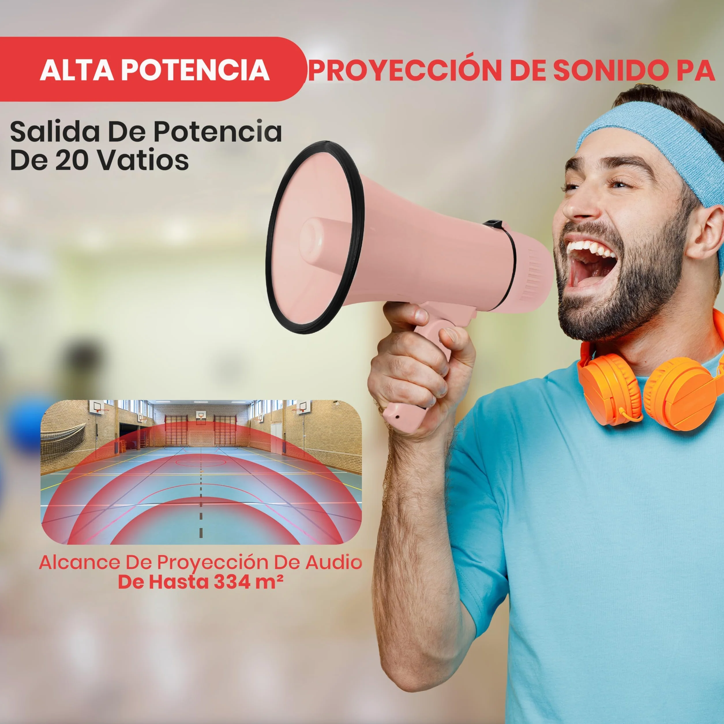 Pyle Megafono Portatil 20V Altavoz Sirena Compacto